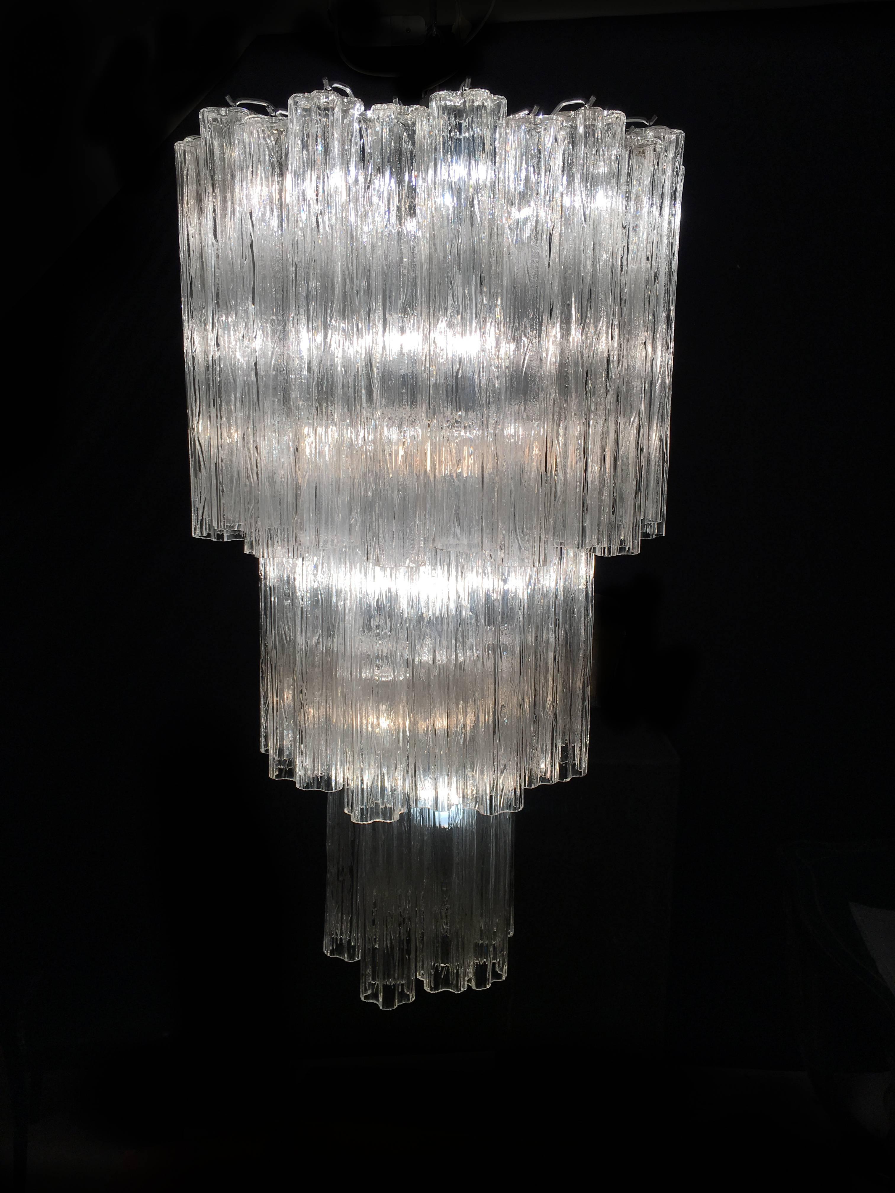 Mid-20th Century Pair of Tronchi Murano Glass Chandelier, 1960s For Sale