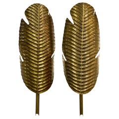 Pair of Tropical Leaf Wall Sconces by Currey & Company