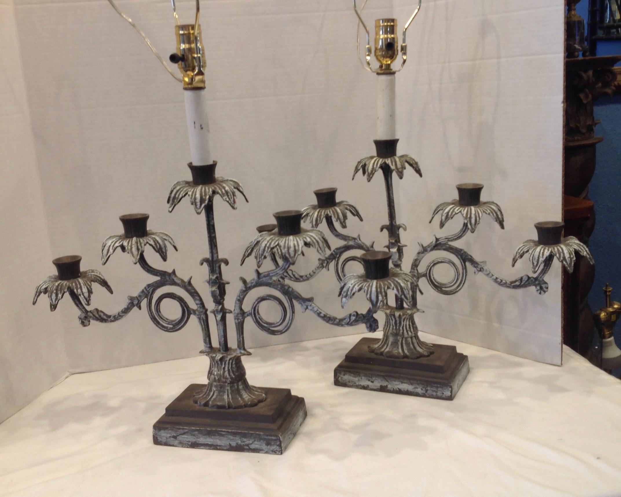 Italian Pair of Tropical Motif Lamps For Sale