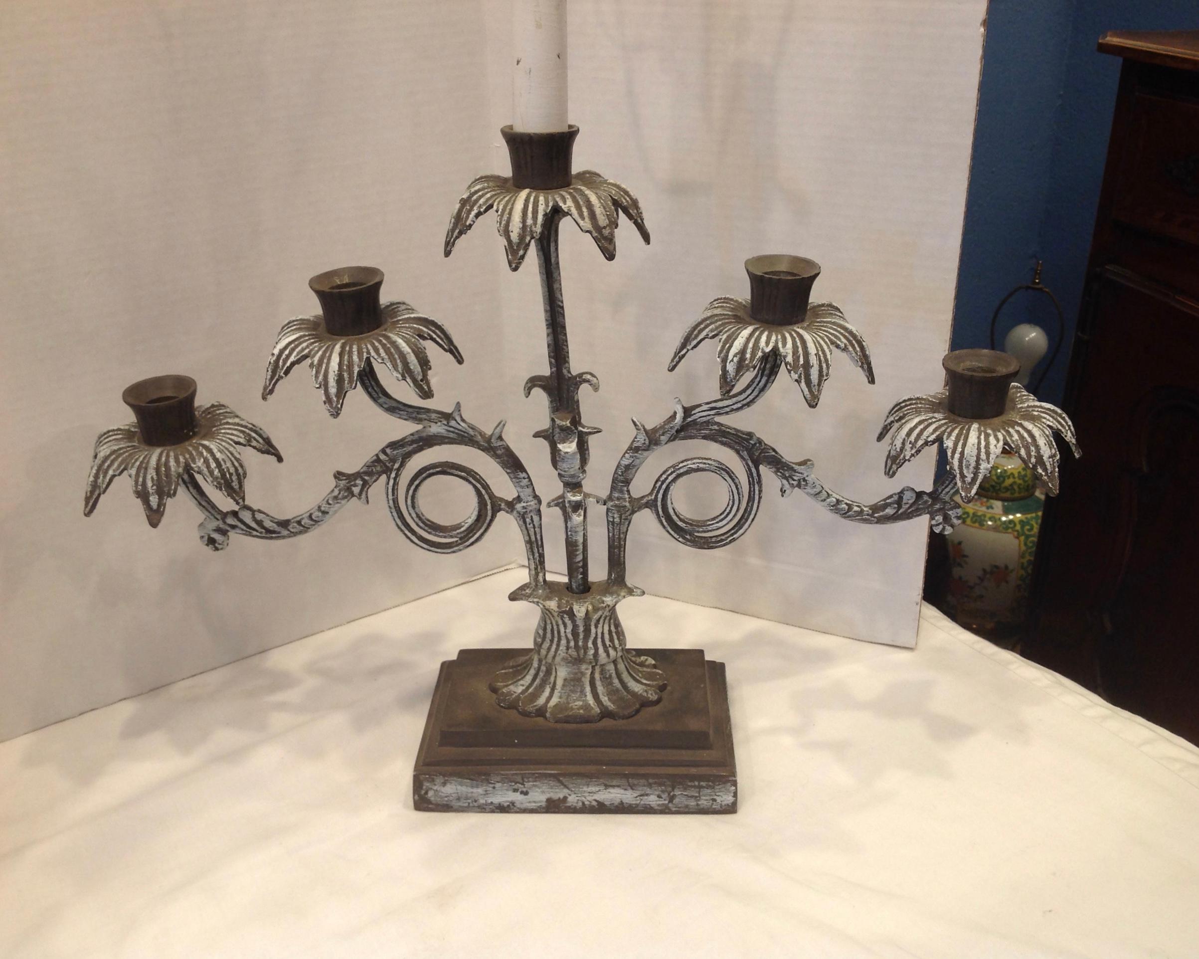 Mid-20th Century Pair of Tropical Motif Lamps For Sale