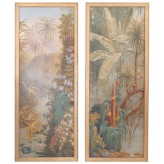 Pair of Tropical Oil Paintings on Board
