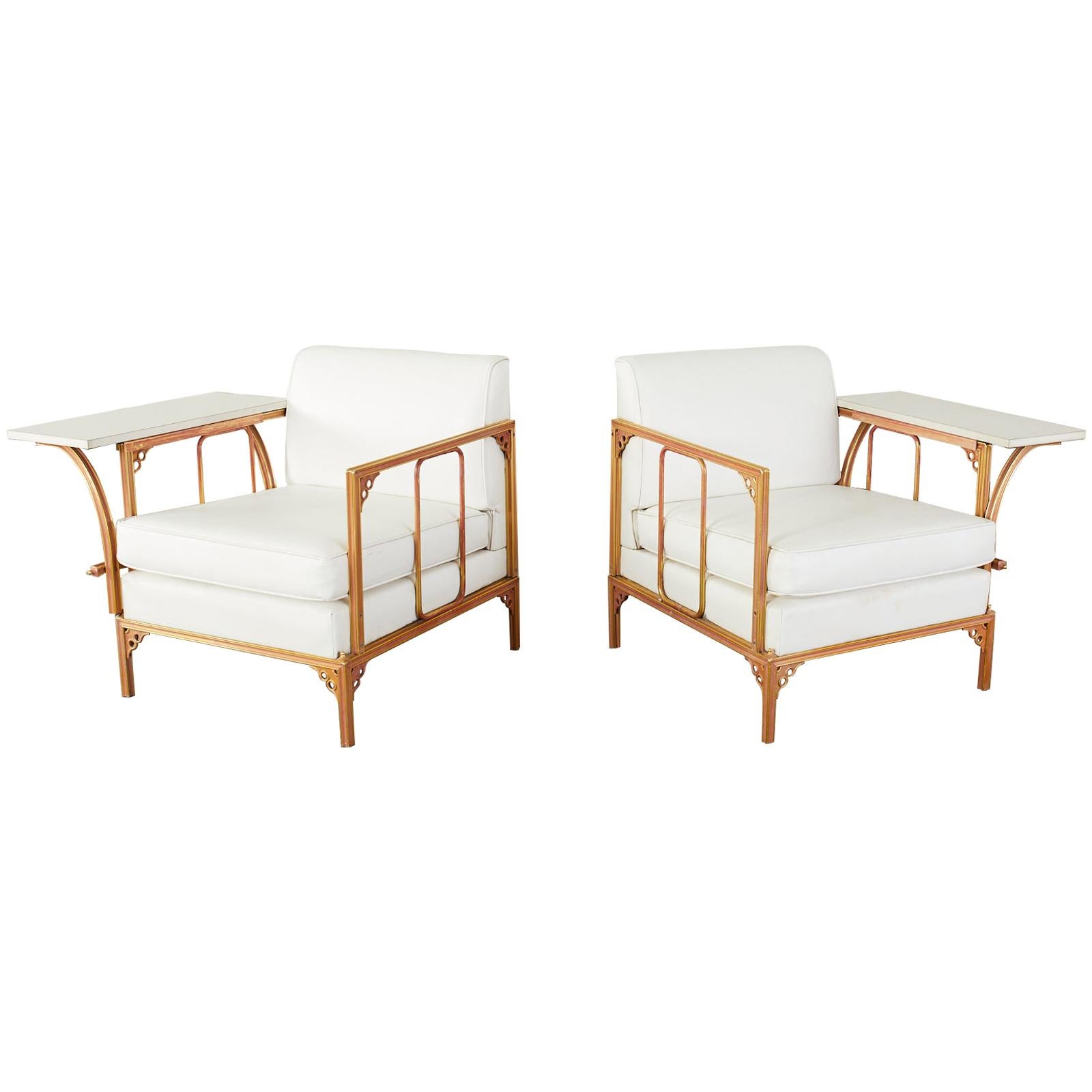 Pair of Troy Sunshade Armchairs with Removable Drink Tables