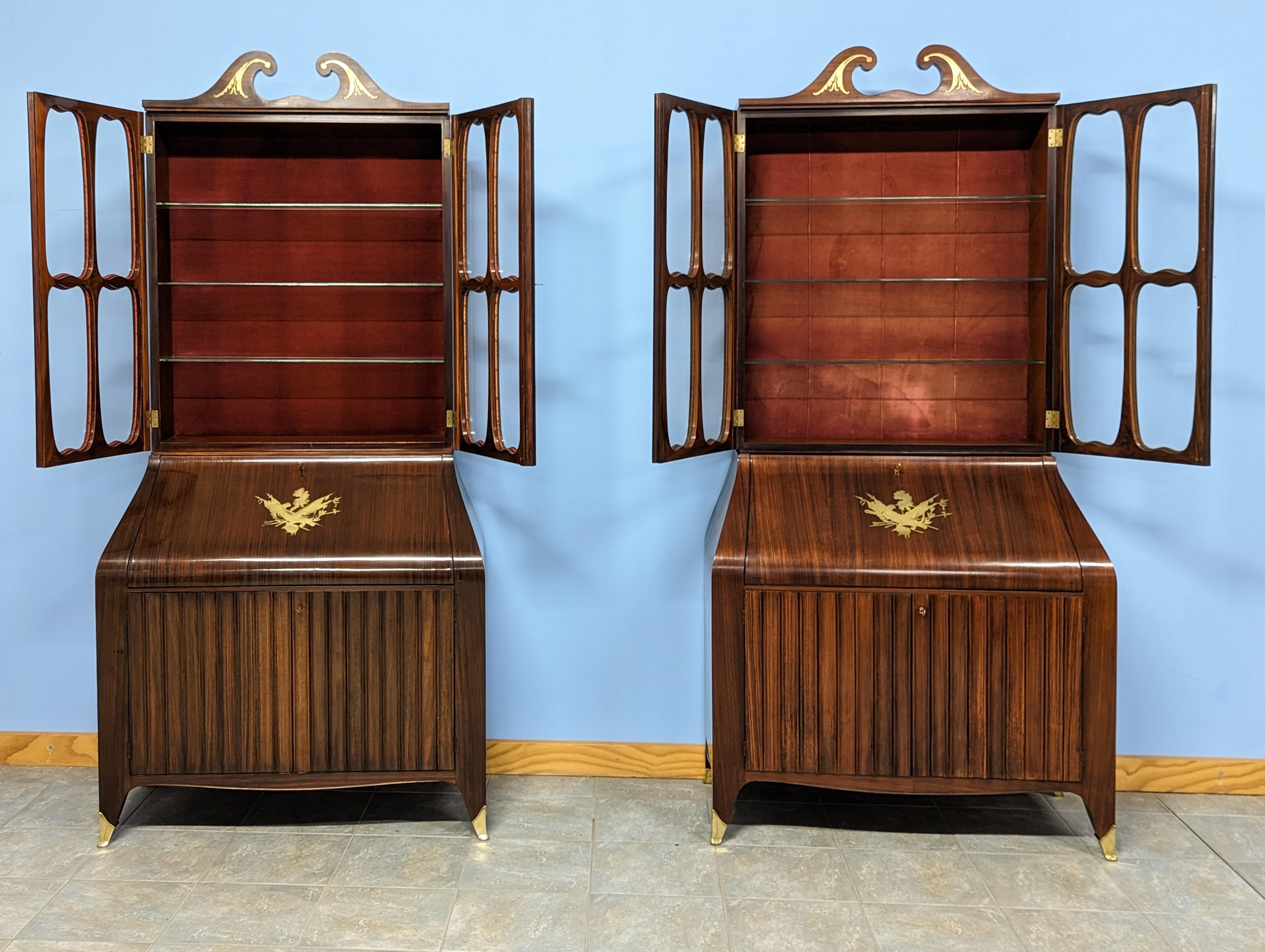 Pair of Trumeau Bookcases in Mahogany Designed by Paolo Buffa, 1950s For Sale 4
