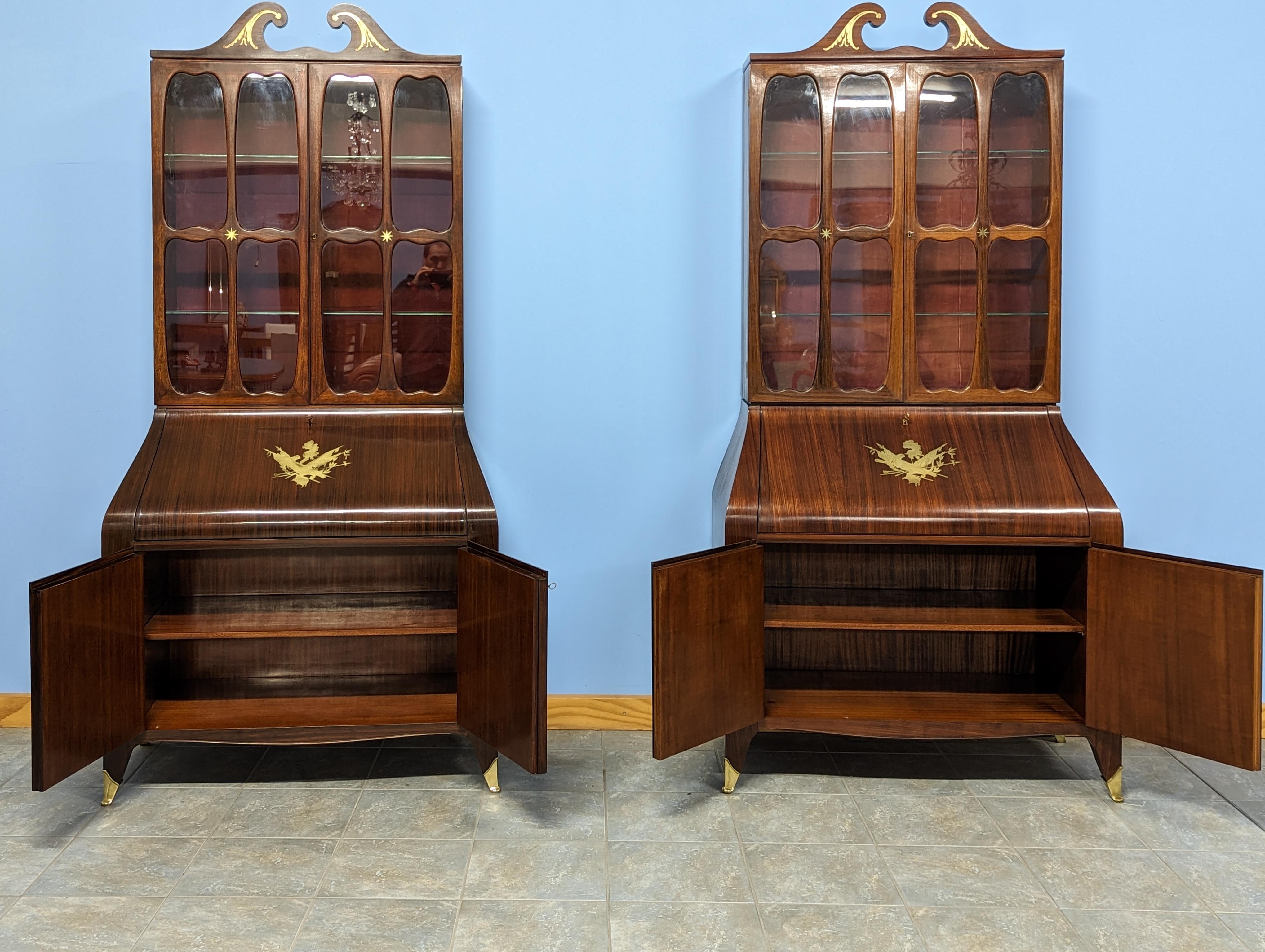 Pair of Trumeau Bookcases in Mahogany Designed by Paolo Buffa, 1950s For Sale 9
