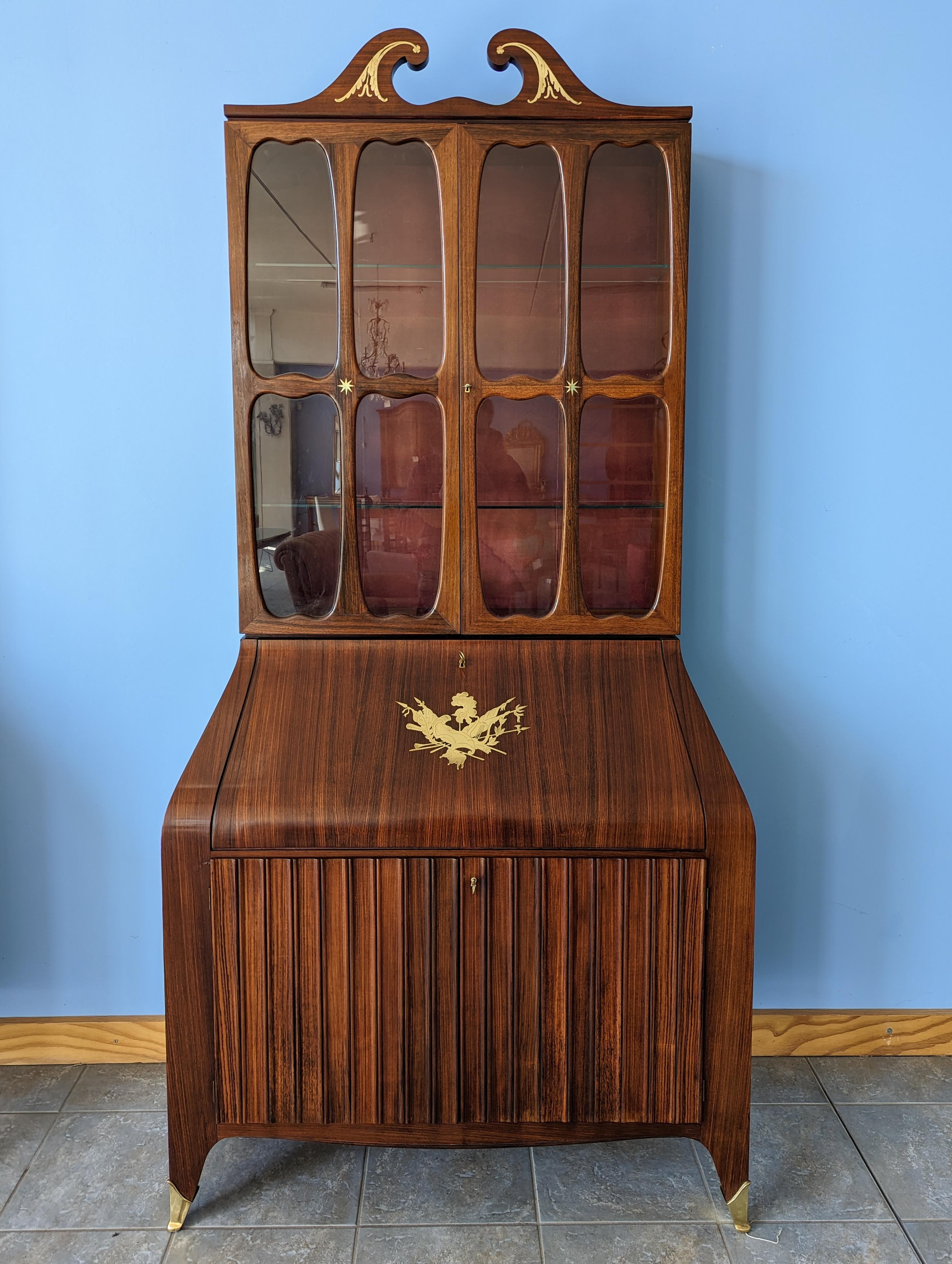 Pair of Trumeau Bookcases in Mahogany Designed by Paolo Buffa, 1950s For Sale 11