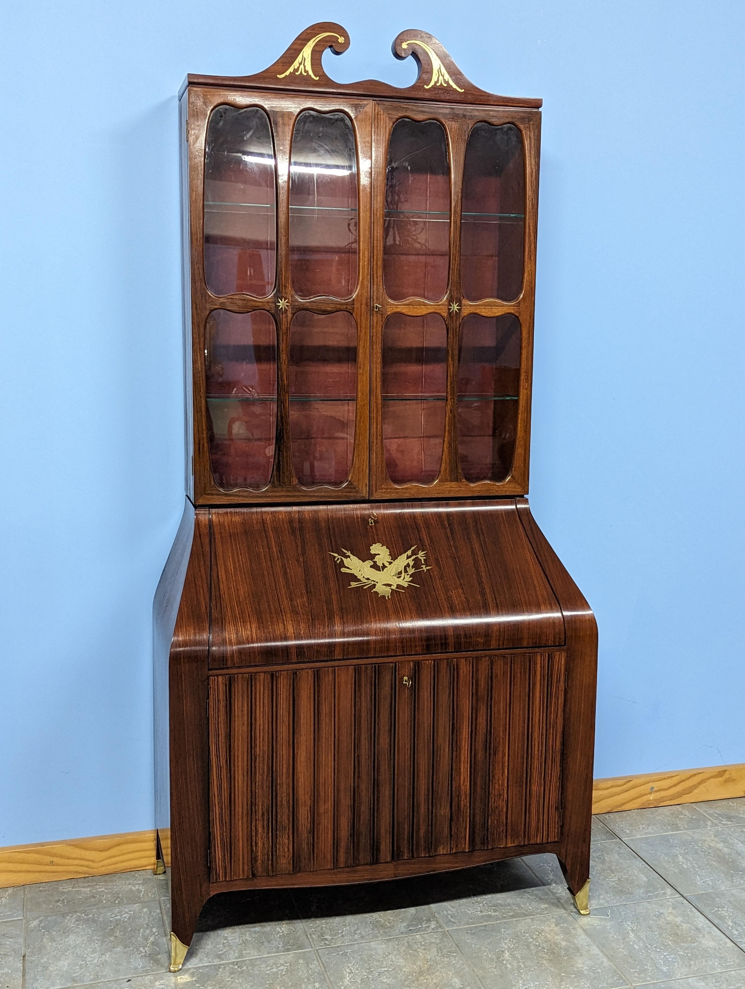 Pair of Trumeau Bookcases in Mahogany Designed by Paolo Buffa, 1950s In Good Condition For Sale In Traversetolo, IT