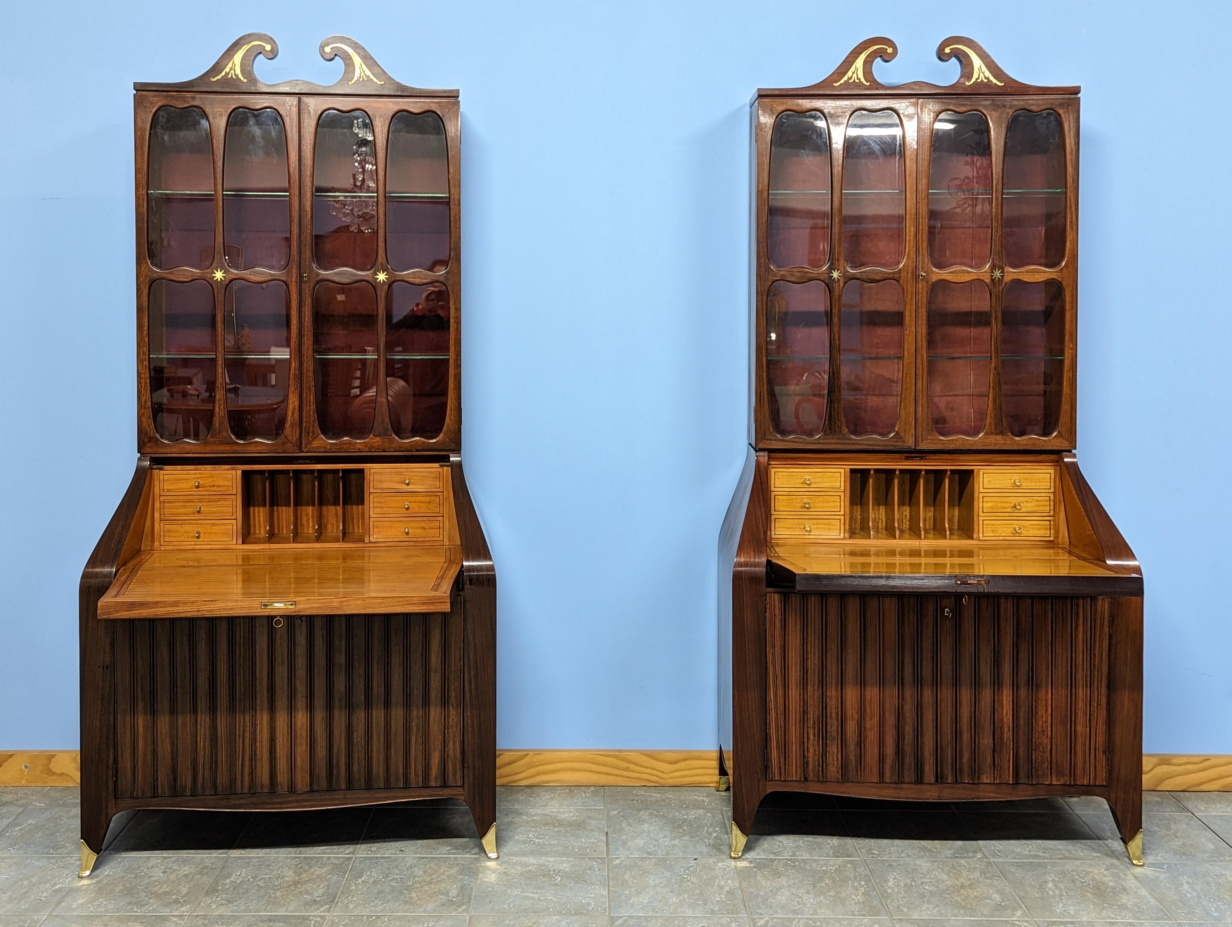 Pair of Trumeau Bookcases in Mahogany Designed by Paolo Buffa, 1950s For Sale 2
