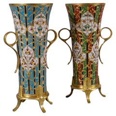 Pair of Trumpet-Shaped Byzantines Vases, L.C. Sevin&F. Barbedienne, France, 1880