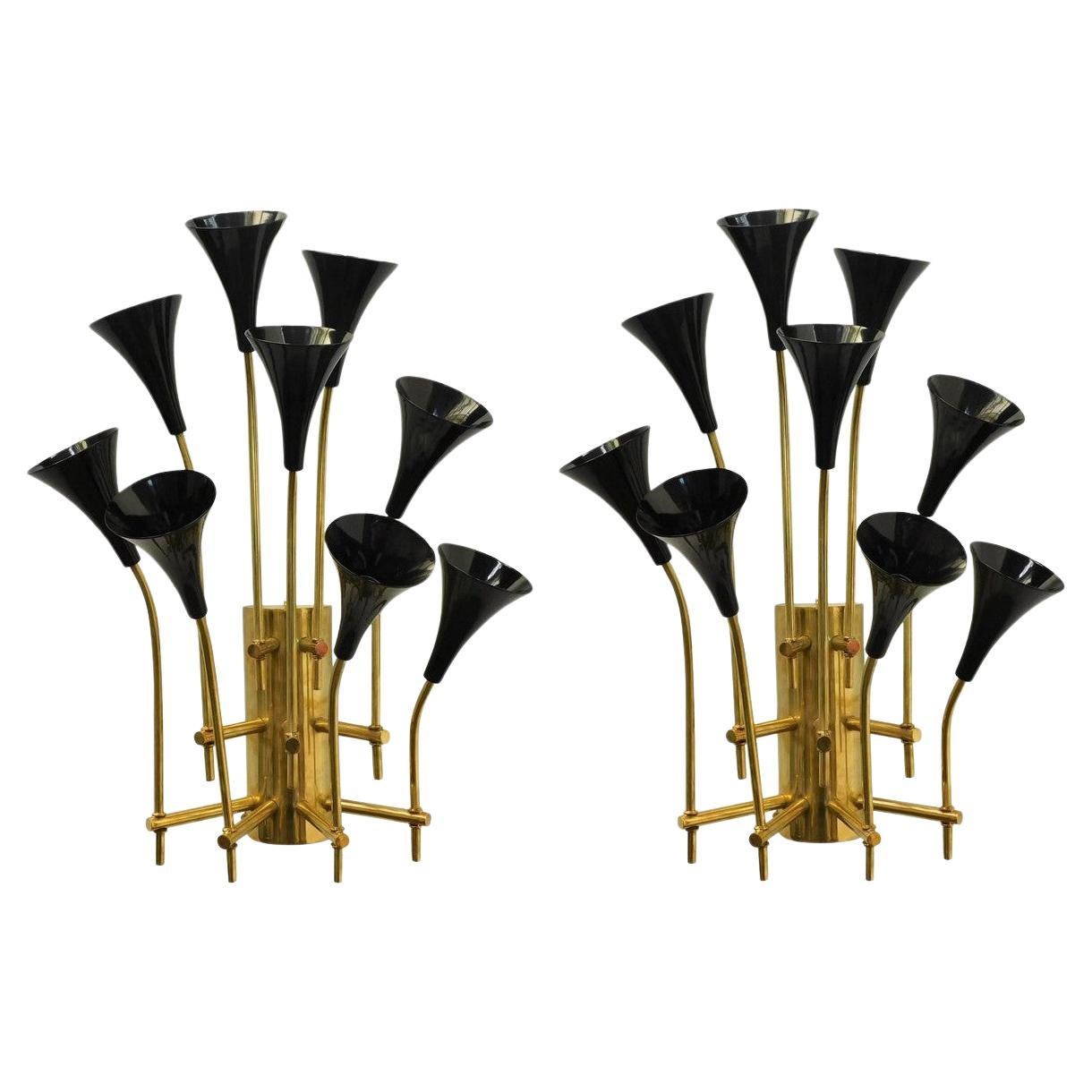 Paar Trompeten-Wandleuchter von Fabio Ltd