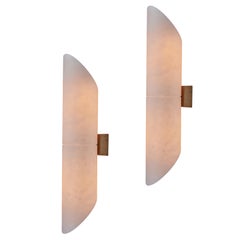 Pair of 'Tuba' Handcrafted Alabaster Sconces by Denis De La Mesiere