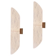 Pair of 'Tuba' Handcrafted Alabaster Sconces by Denis De La Mesiere