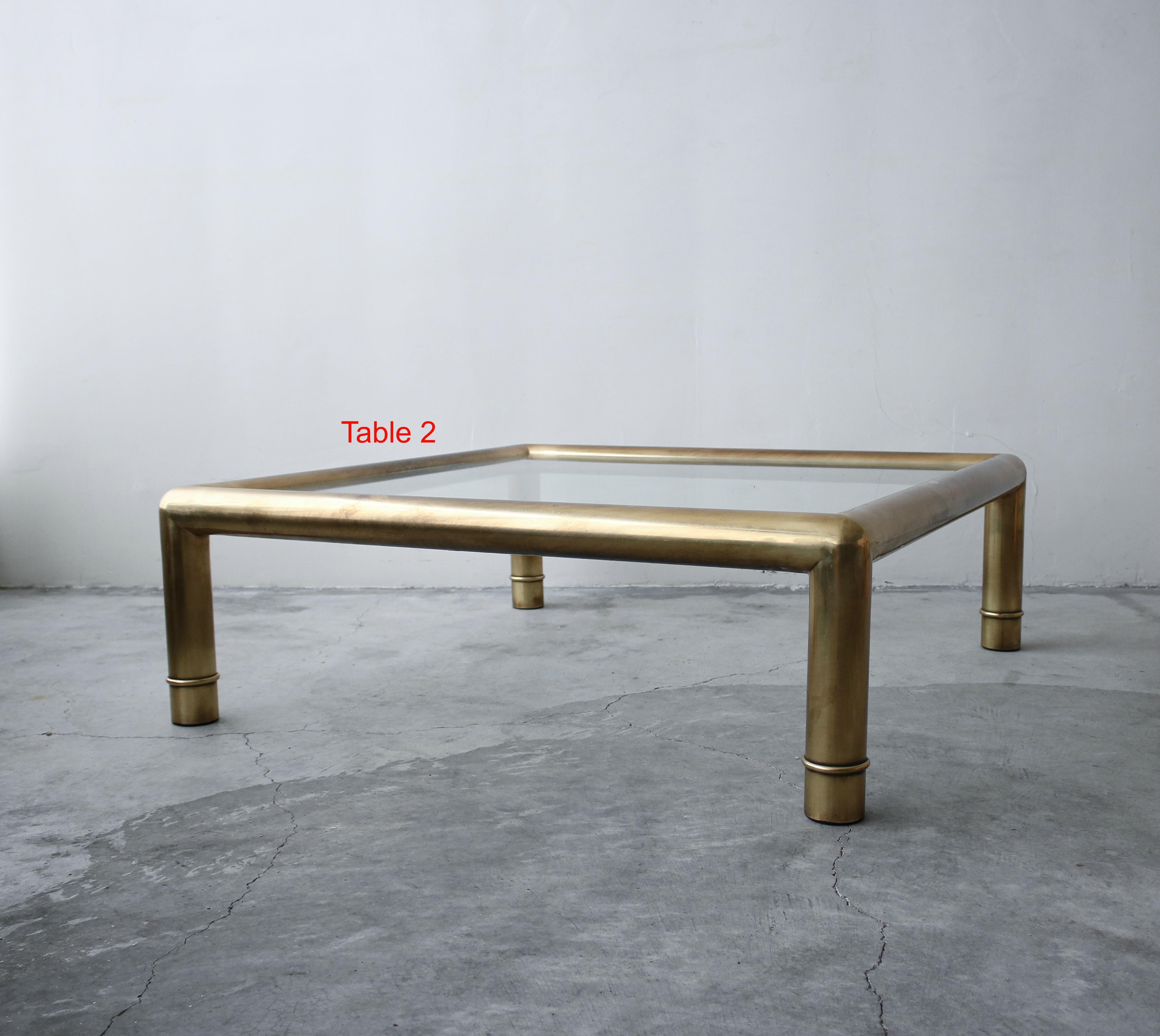 Pair of Tubular Brass Coffee Tables by Mastercraft 4