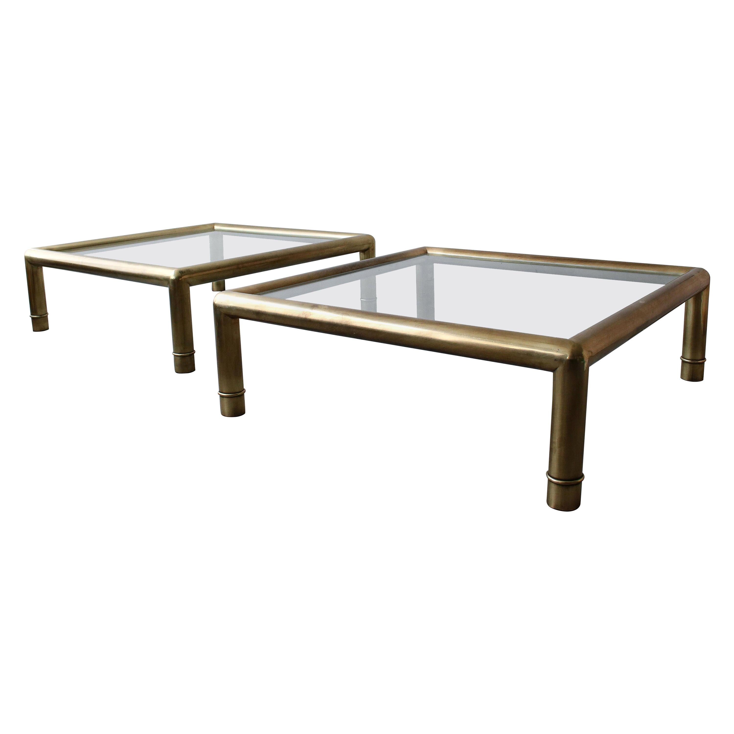 Pair of Tubular Brass Coffee Tables by Mastercraft