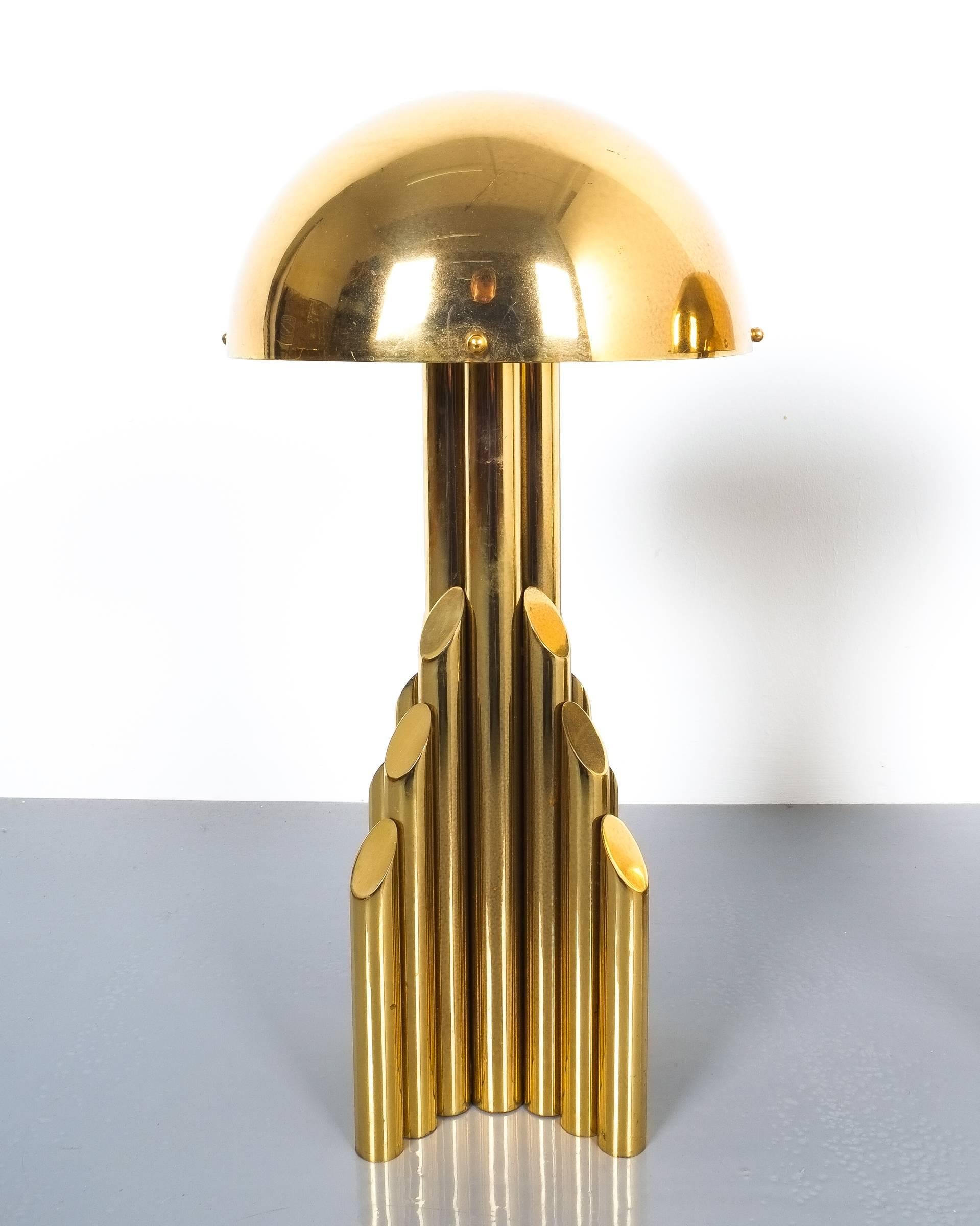 Pair of Tubular Brass Pipe Table Lamps Attributed to Staff, Germany, 1960 3