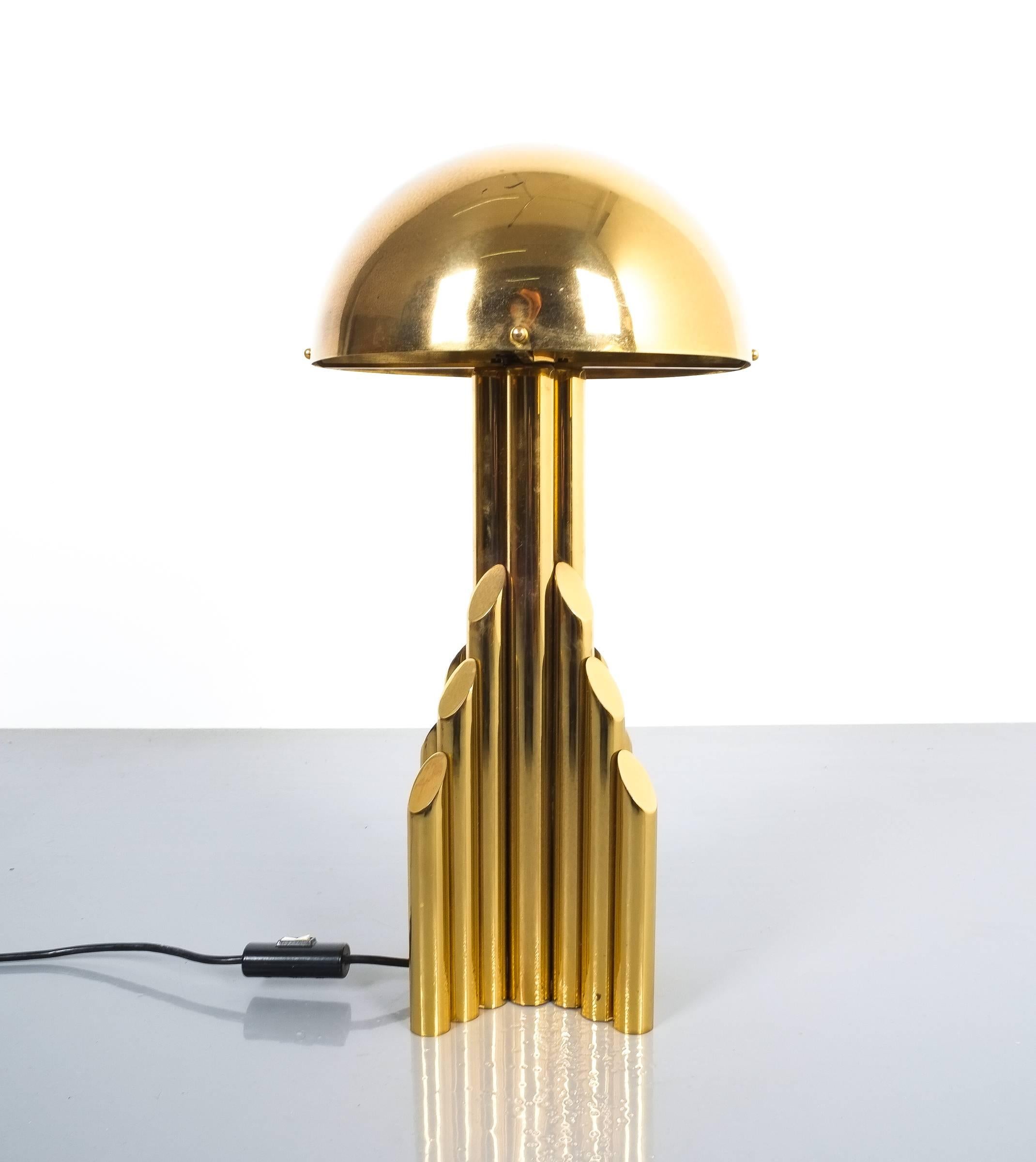 Mid-Century Modern Pair of Tubular Brass Pipe Table Lamps Attributed to Staff, Germany, 1960