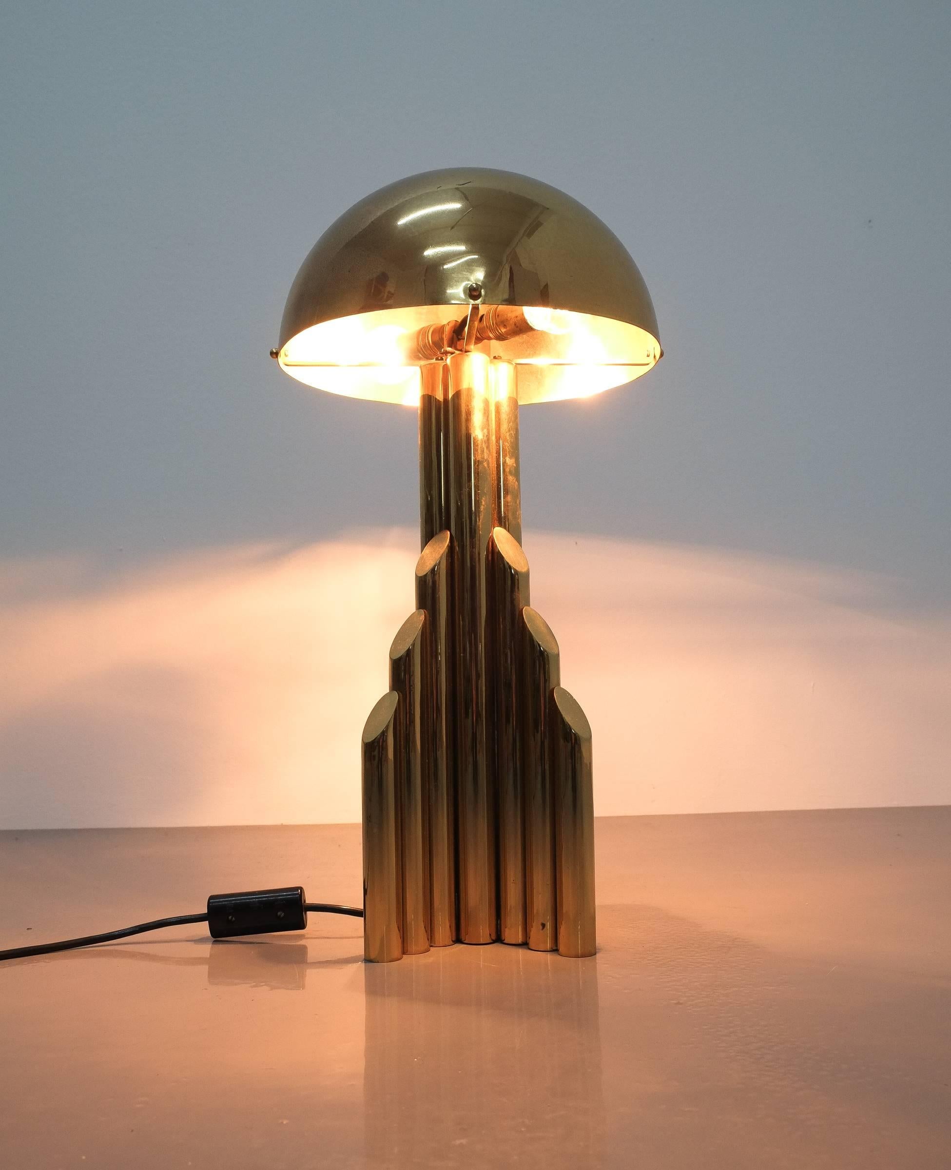 Mid-20th Century Pair of Tubular Brass Pipe Table Lamps Attributed to Staff, Germany, 1960