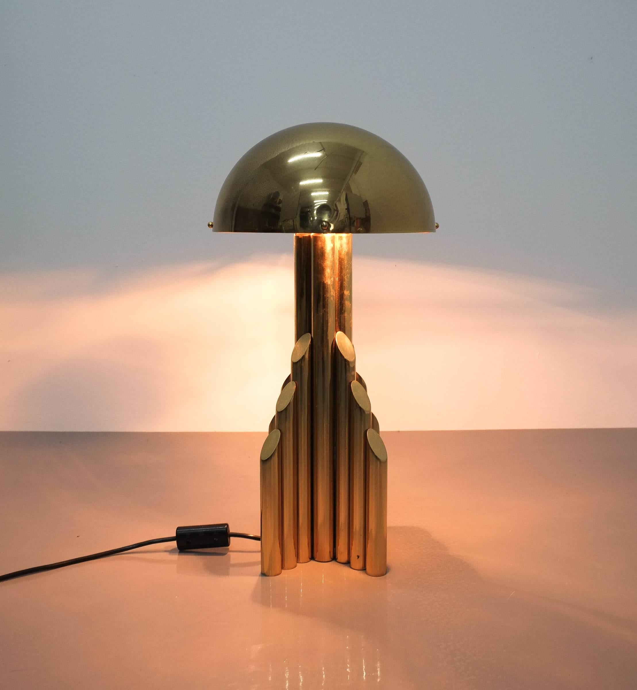 Pair of Tubular Brass Pipe Table Lamps Attributed to Staff, Germany, 1960 1