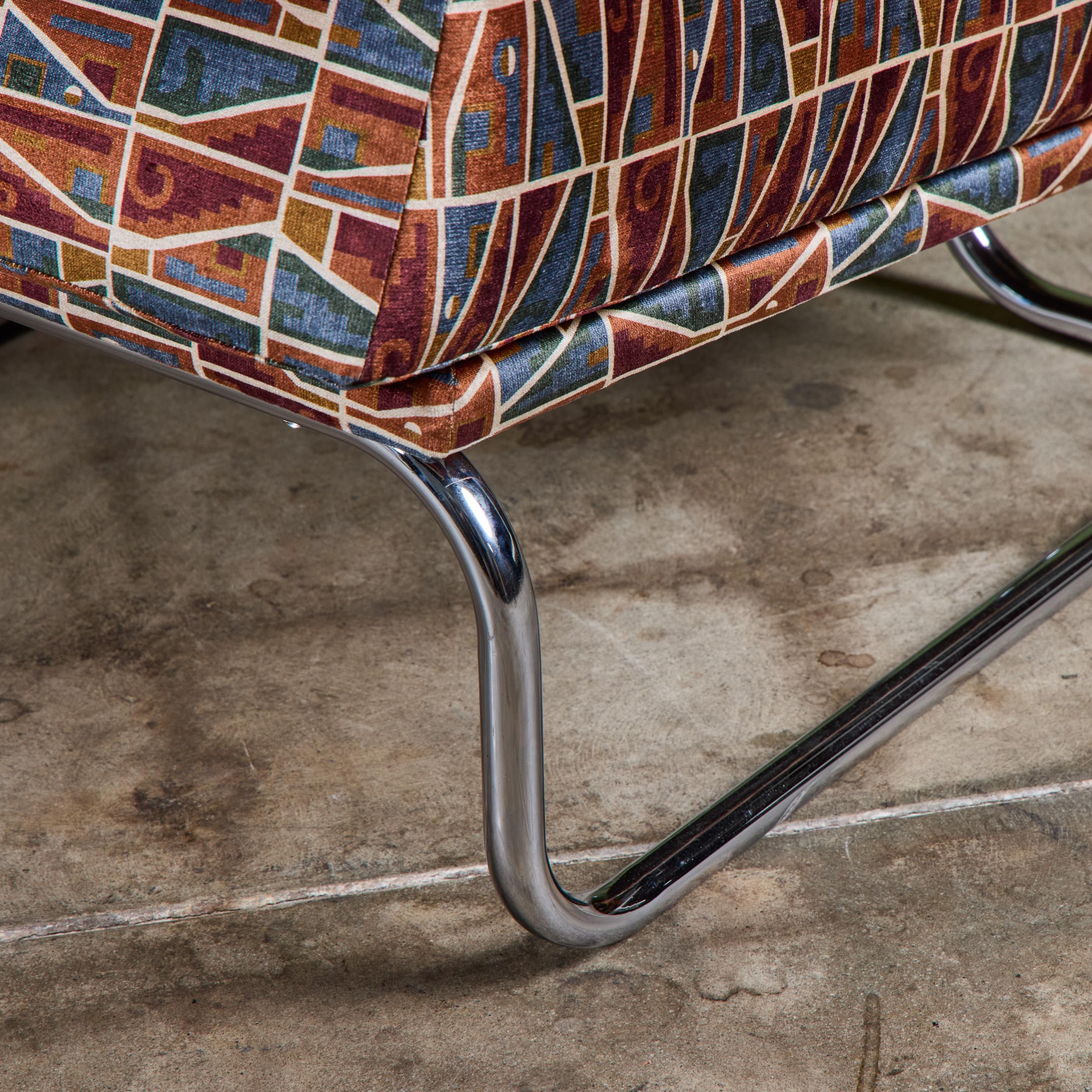 Paire de chaises longues tubulaires en porte-à-faux avec textiles Brook Perdigon en vente 7