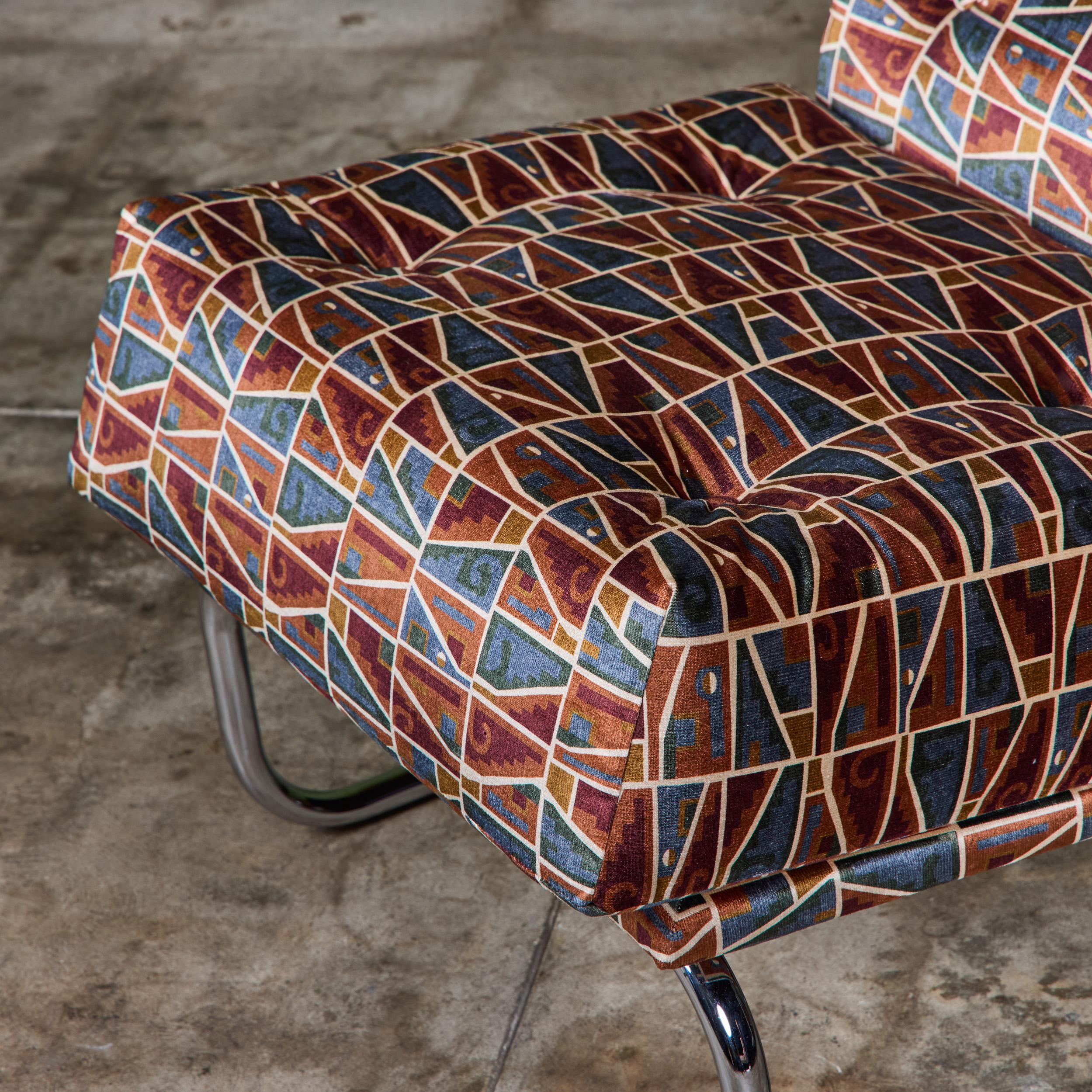 Paire de chaises longues tubulaires en porte-à-faux avec textiles Brook Perdigon en vente 9