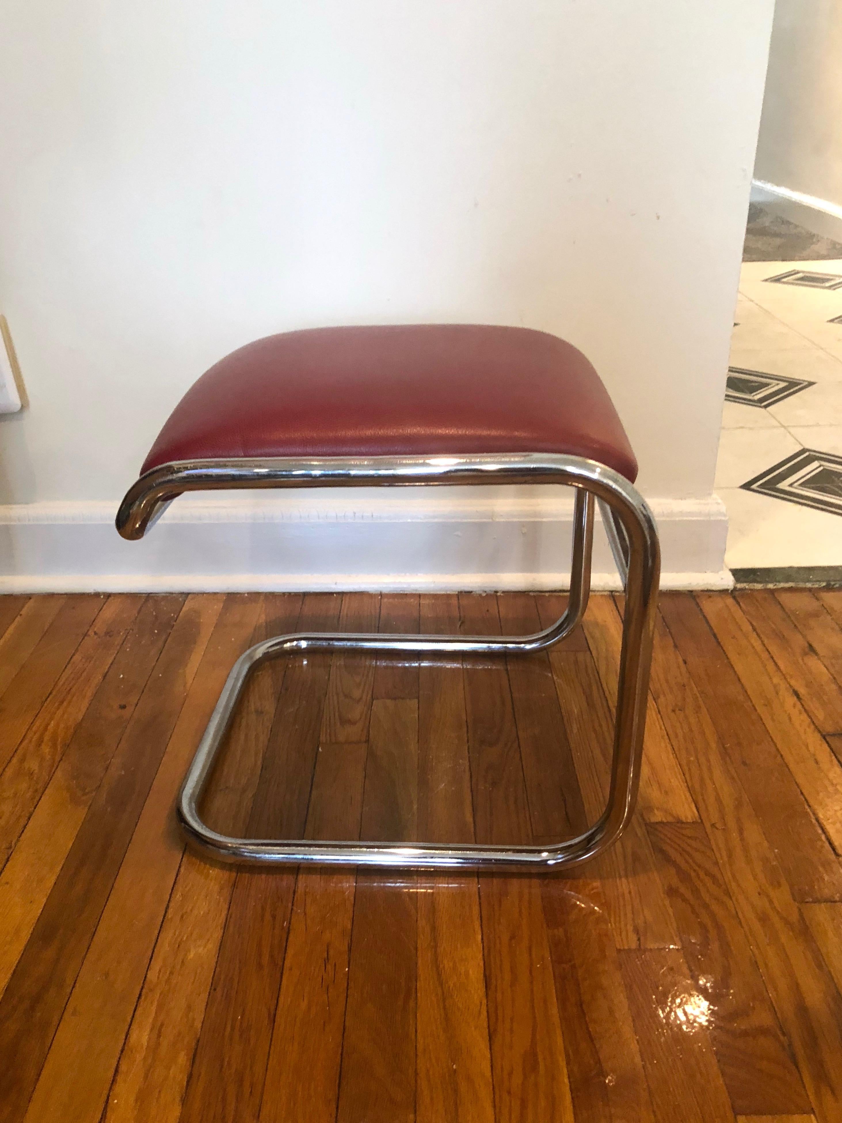 Late 20th Century Pair of Tubular Chrome Footstools, USA Circa 1975