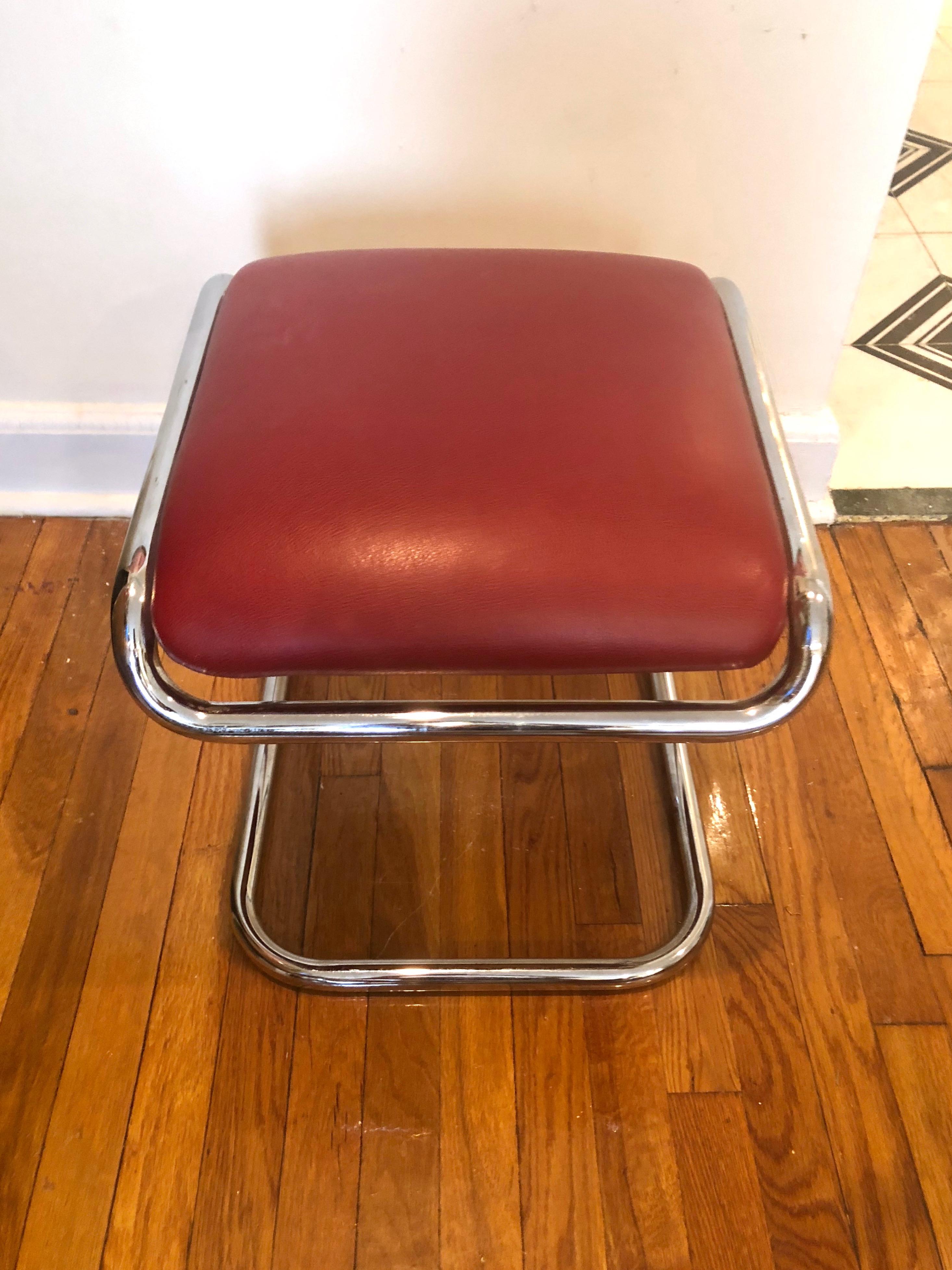 American Pair of Tubular Chrome Footstools, USA, circa 1975