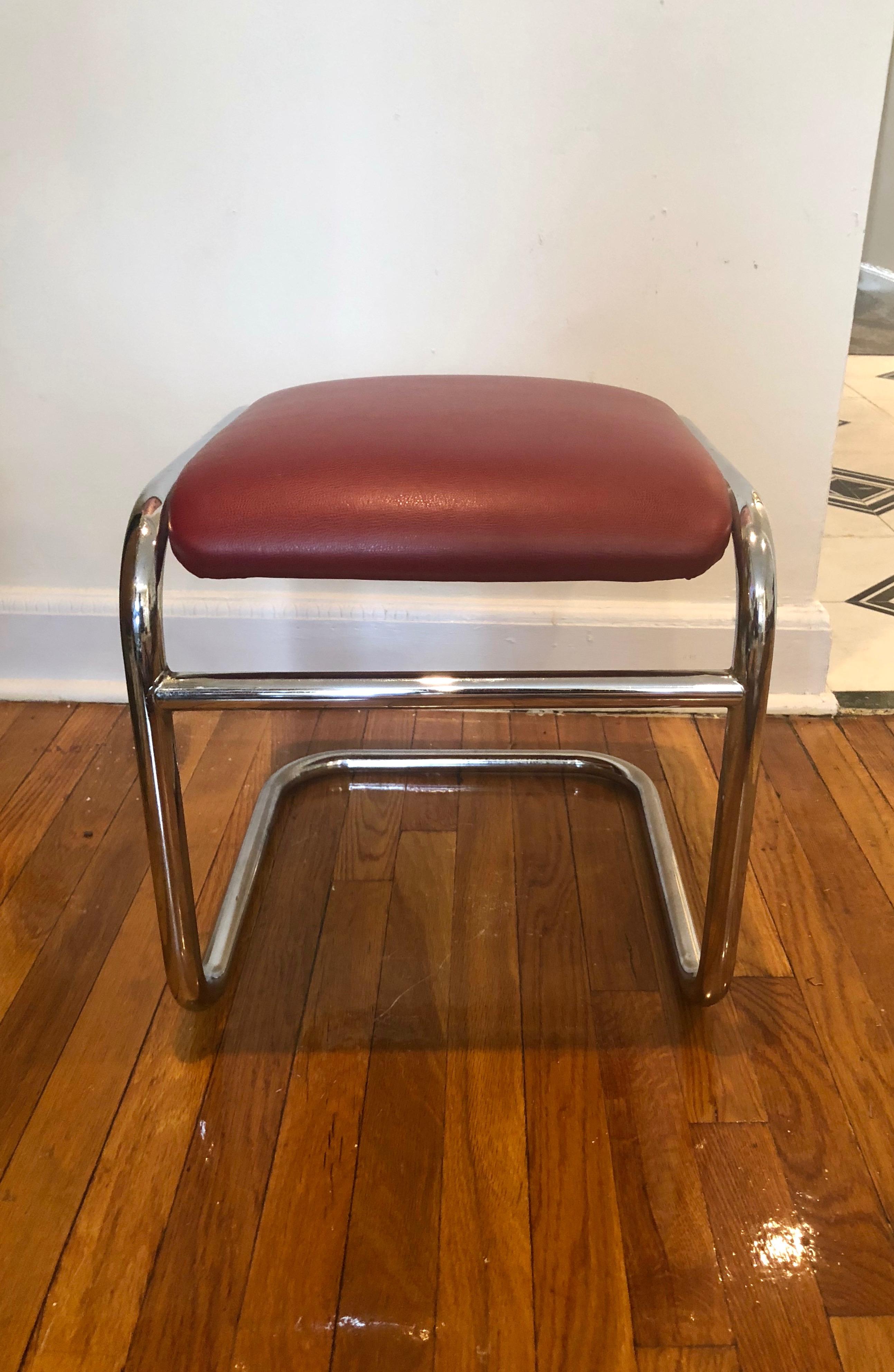 Pair of Tubular Chrome Footstools, USA, circa 1975 1