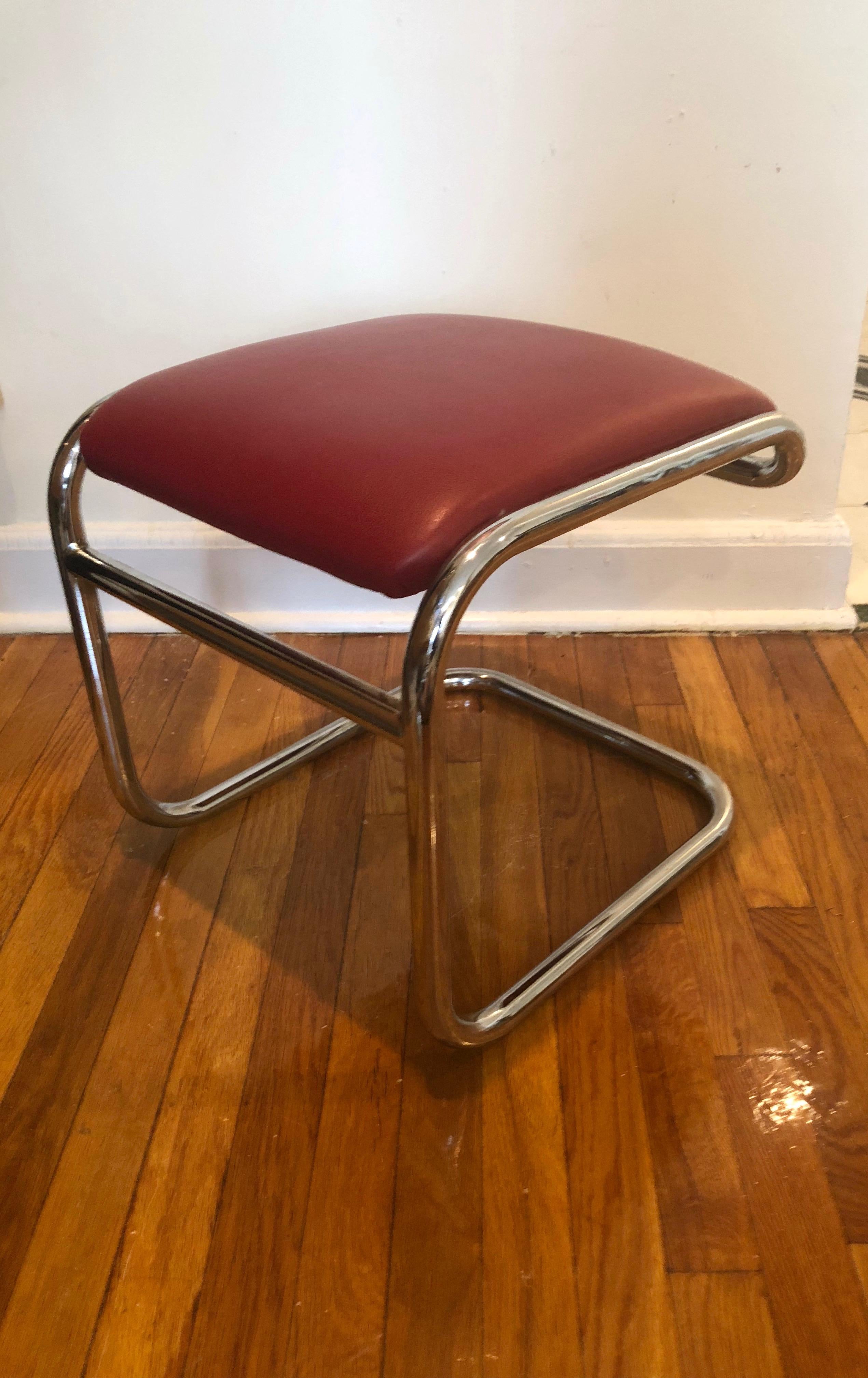 Pair of Tubular Chrome Footstools, USA, circa 1975 3