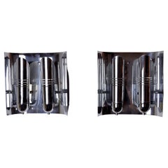 Pair of Tubular Chrome Sconces Denmark 1970