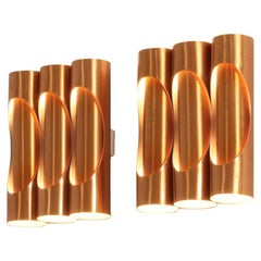 Pair of Tubular Copper Sconces, Spain, 1960's
