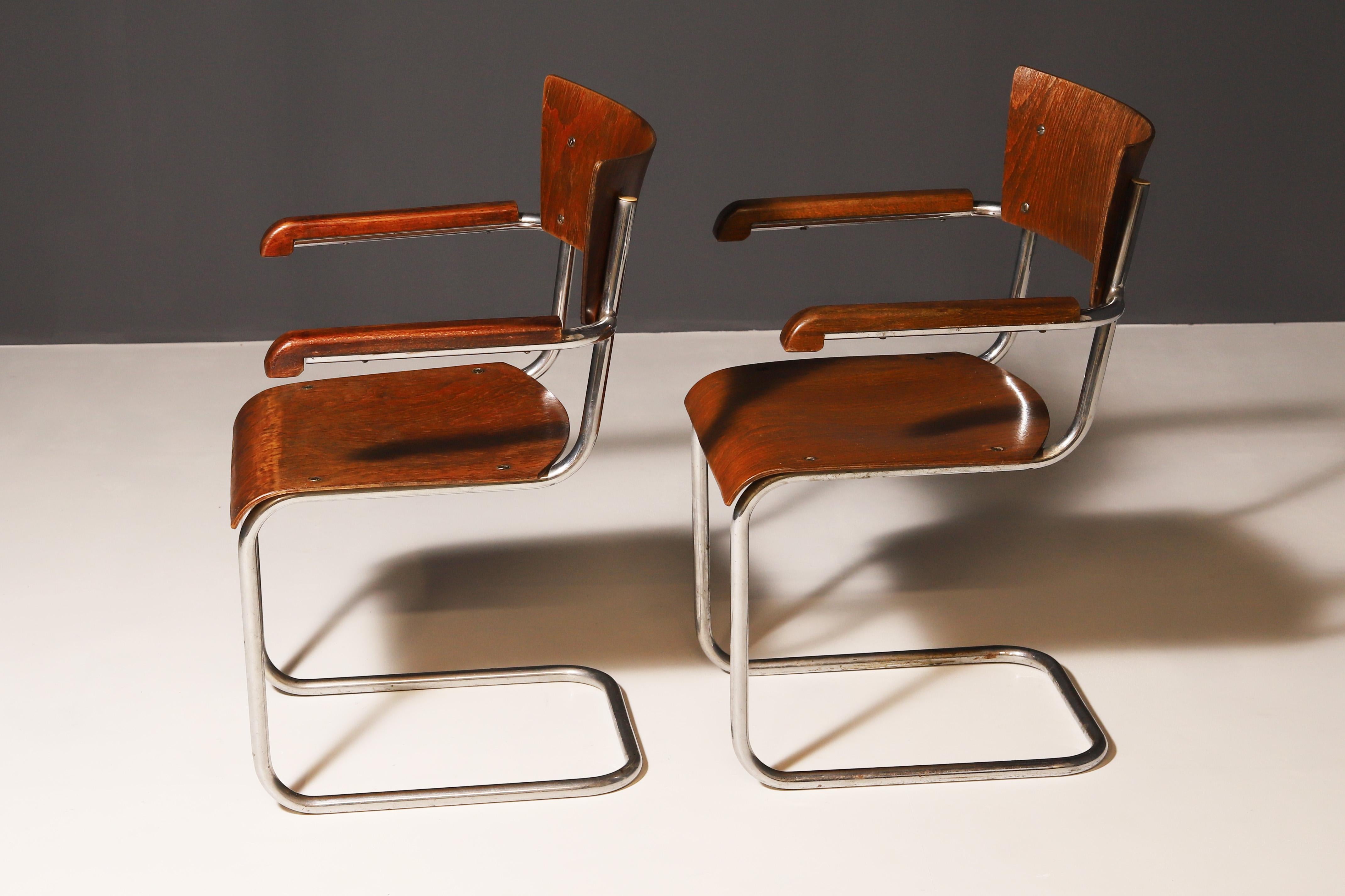 Czech Pair of tubular desk chairs B43 by Mart Stam, 1930´s For Sale