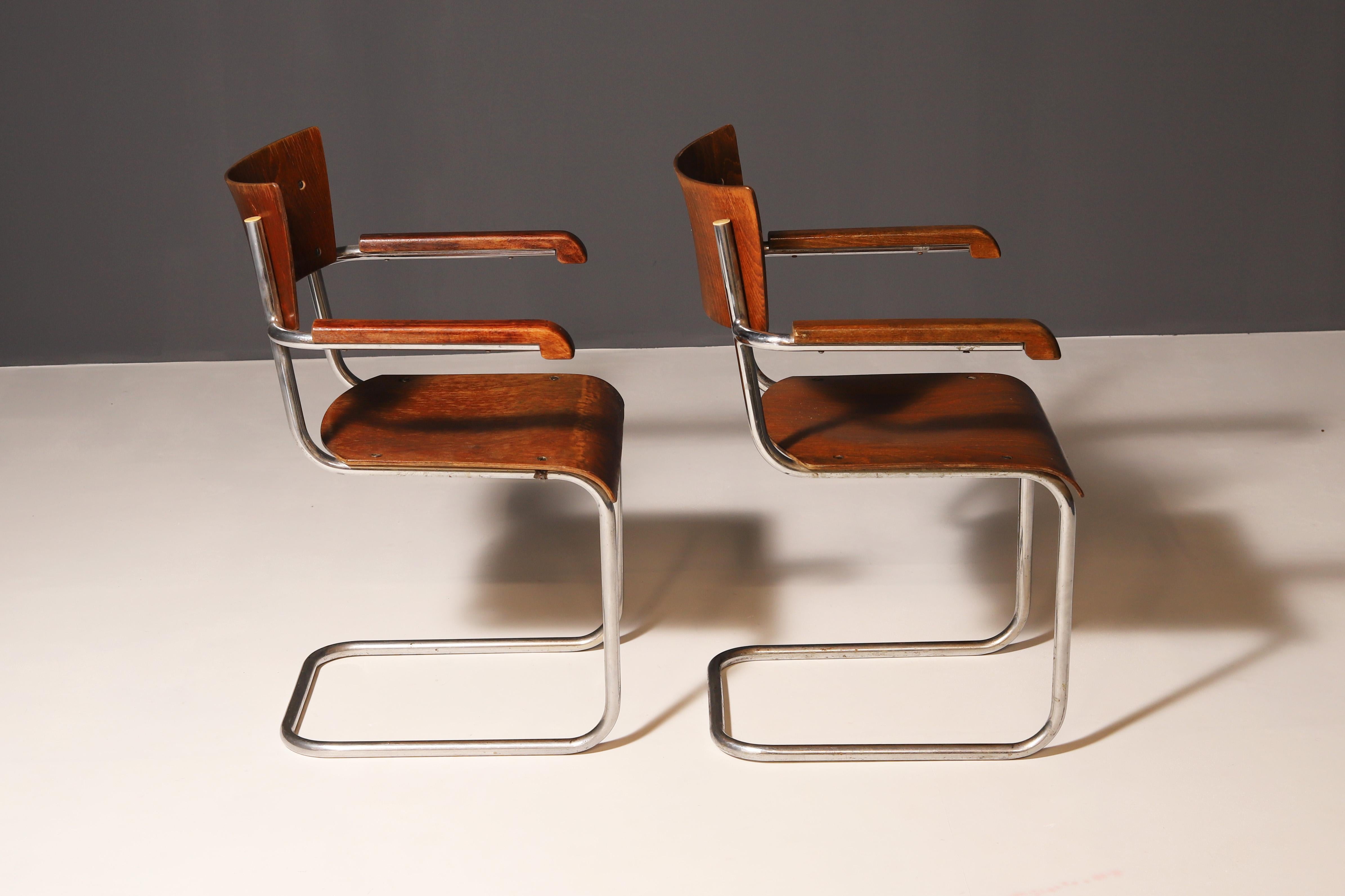 Pair of tubular desk chairs B43 by Mart Stam, 1930´s For Sale 1