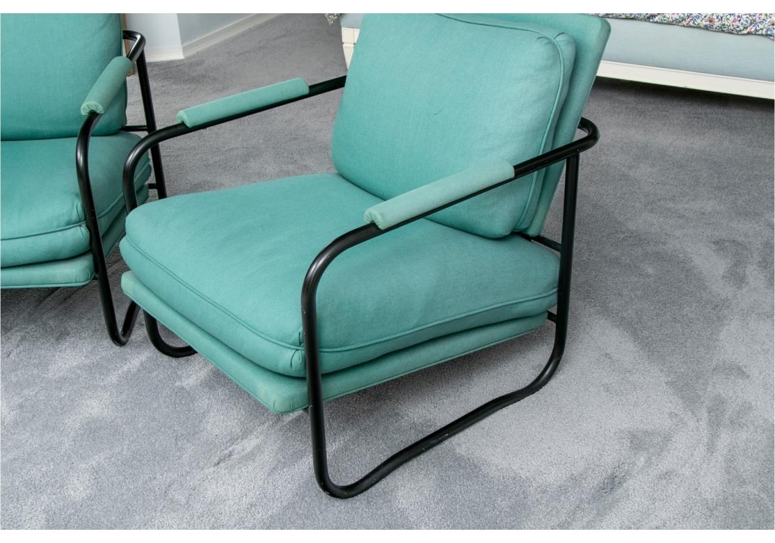 Pair of Tubular Metal Lounge Chairs from the Pace Collection In Fair Condition For Sale In Bridgeport, CT