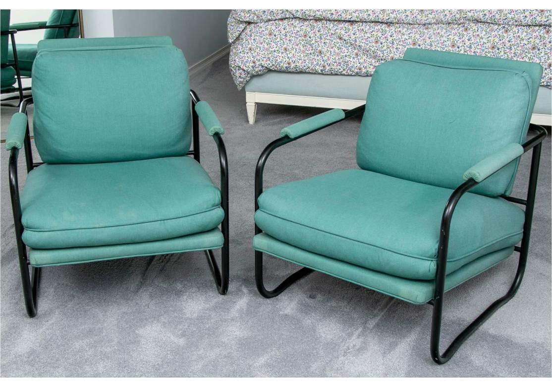 Pair of Tubular Metal Lounge Chairs from the Pace Collection For Sale 1