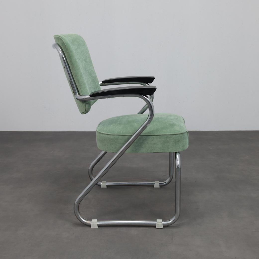 Pair of Tubular Steel Armchairs by Paul Schuitema for Fana Metal Netherlands 50s In Good Condition For Sale In DE KWAKEL, NL