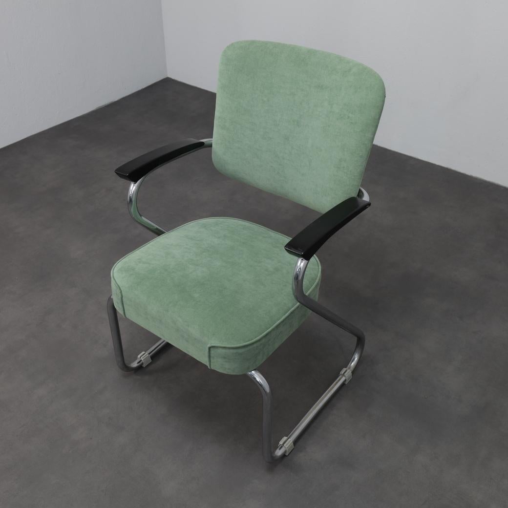 Pair of Tubular Steel Armchairs by Paul Schuitema for Fana Metal Netherlands 50s For Sale 2