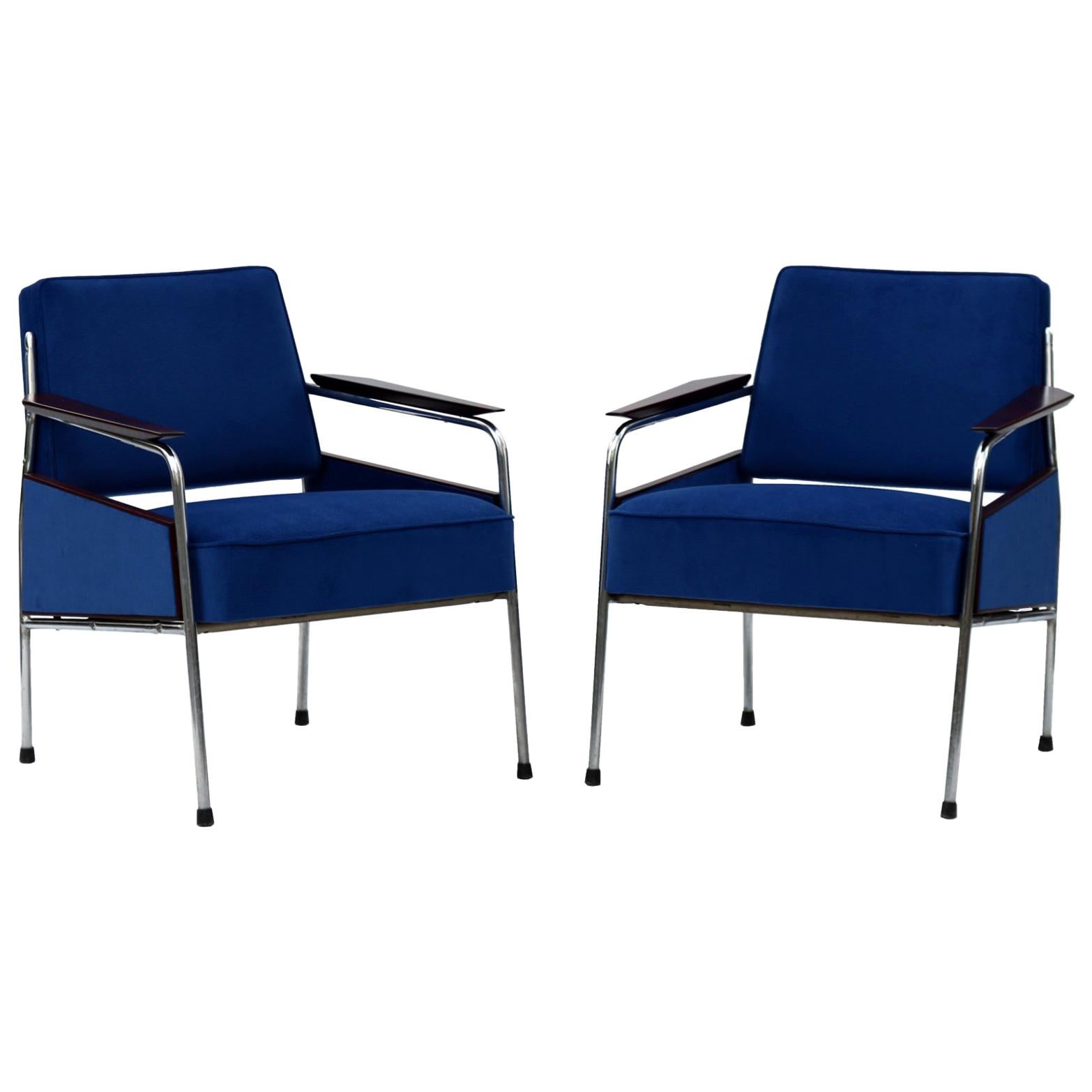 Pair of Art Deco Tubular Steel  Armchairs , New Upholstery, circa 1930