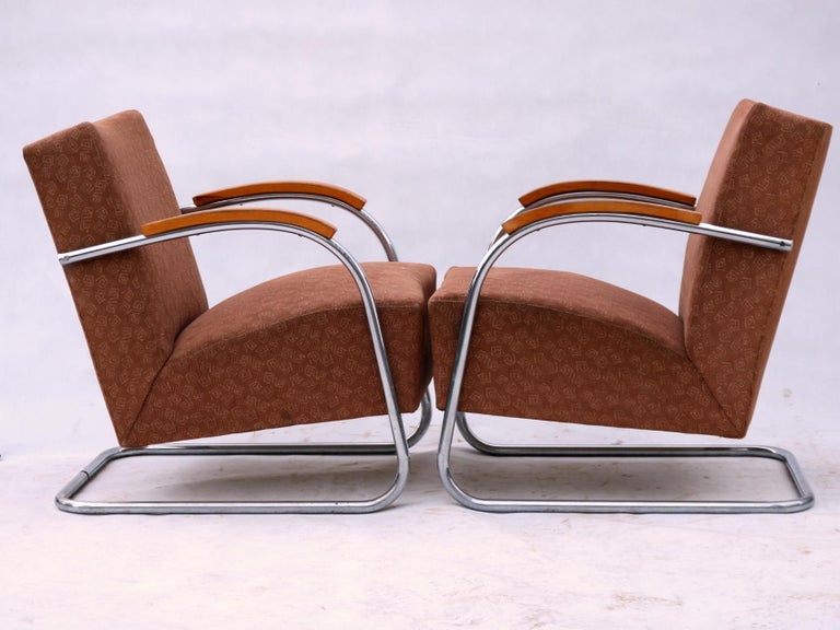 Pair of Tubular Steel Cantilever Armchairs Fn 21 by Mücke and Melder