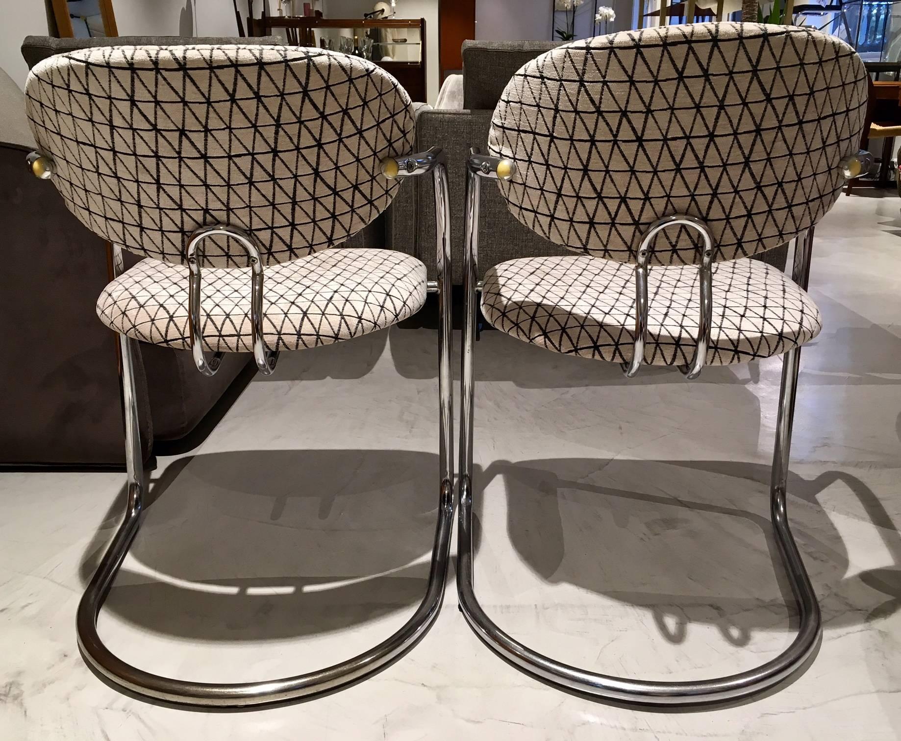 20th Century Pair of Italian Modern Tubular Steel Chairs