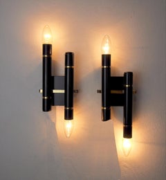 Pair of Tubular Wall Lamps from Sciolari, Italy, 1970