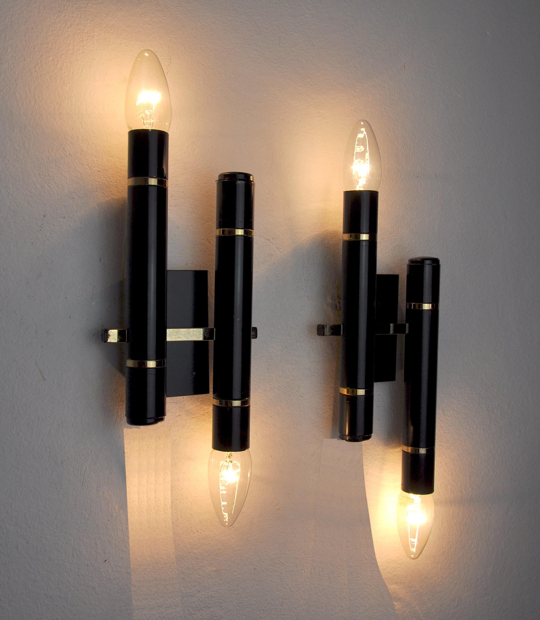 Late 20th Century Pair of Tubular Wall Lamps from Sciolari, Italy, 1970 For Sale