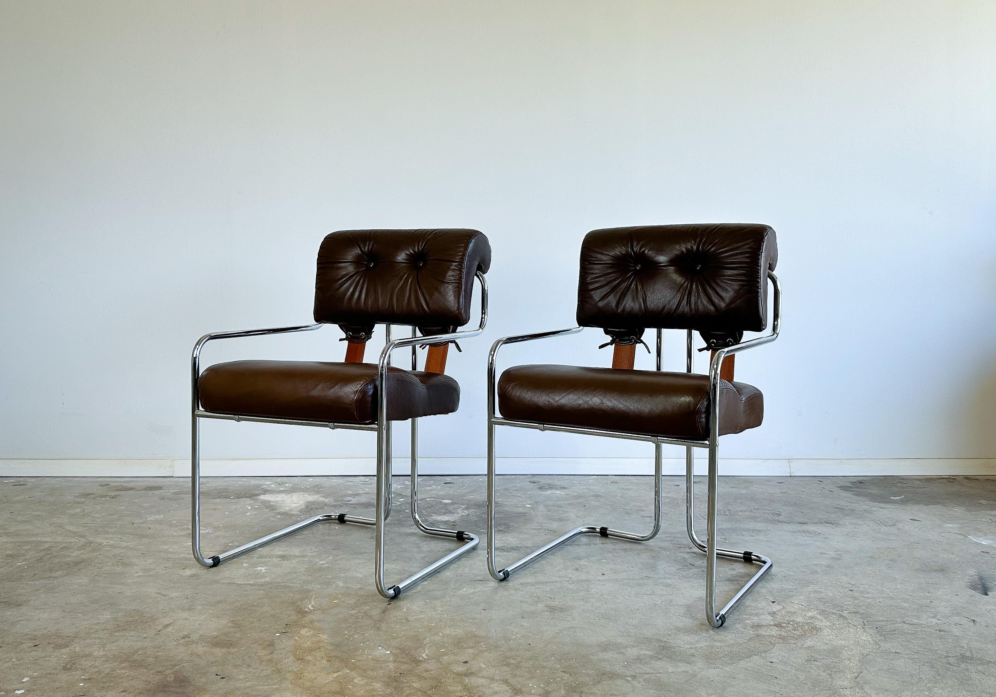 Mid-Century Modern Pair of Tucroma Chairs, Guido Faleschini, Italy, 1970s