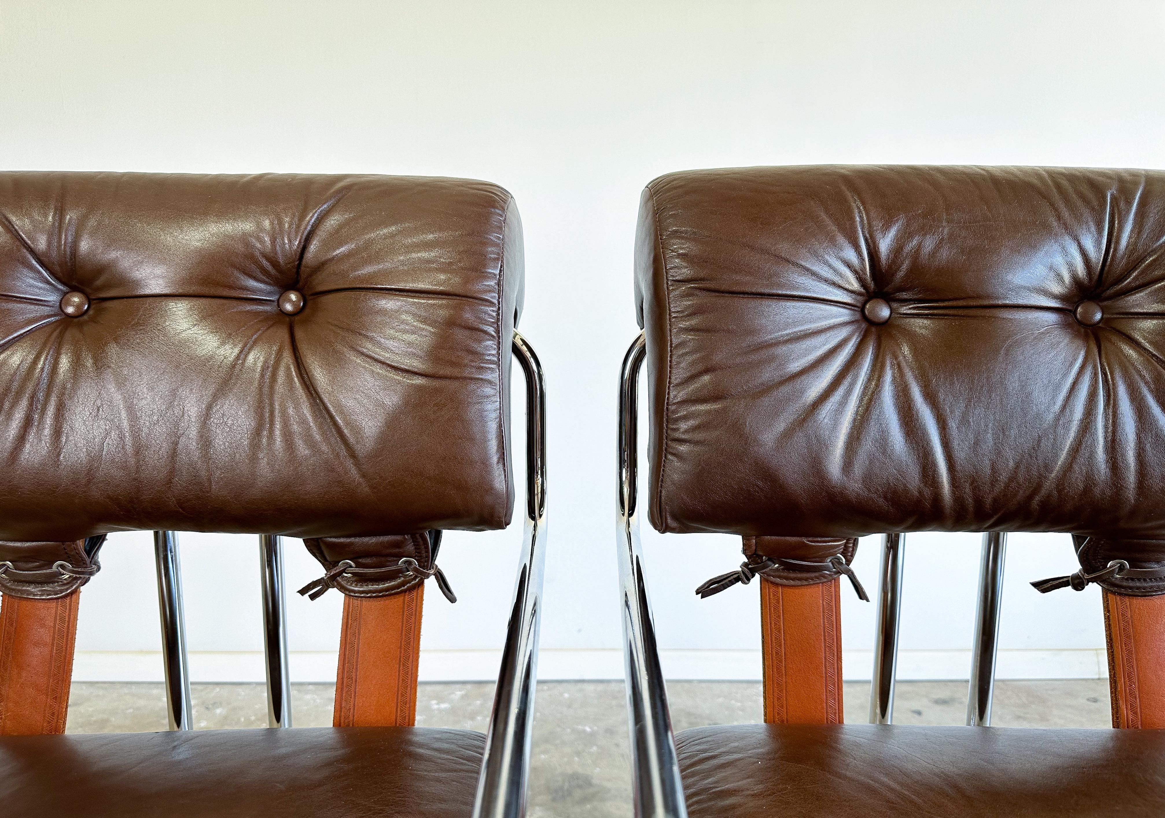 Leather Pair of Tucroma Chairs, Guido Faleschini, Italy, 1970s
