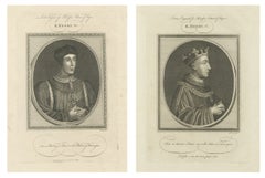 Pair of Tudor Royal Portrait Engravings, Henry V & Henry VI, c.1790