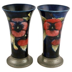 Pair of Tudric Moorcroft Poppy Vases, 20th Century