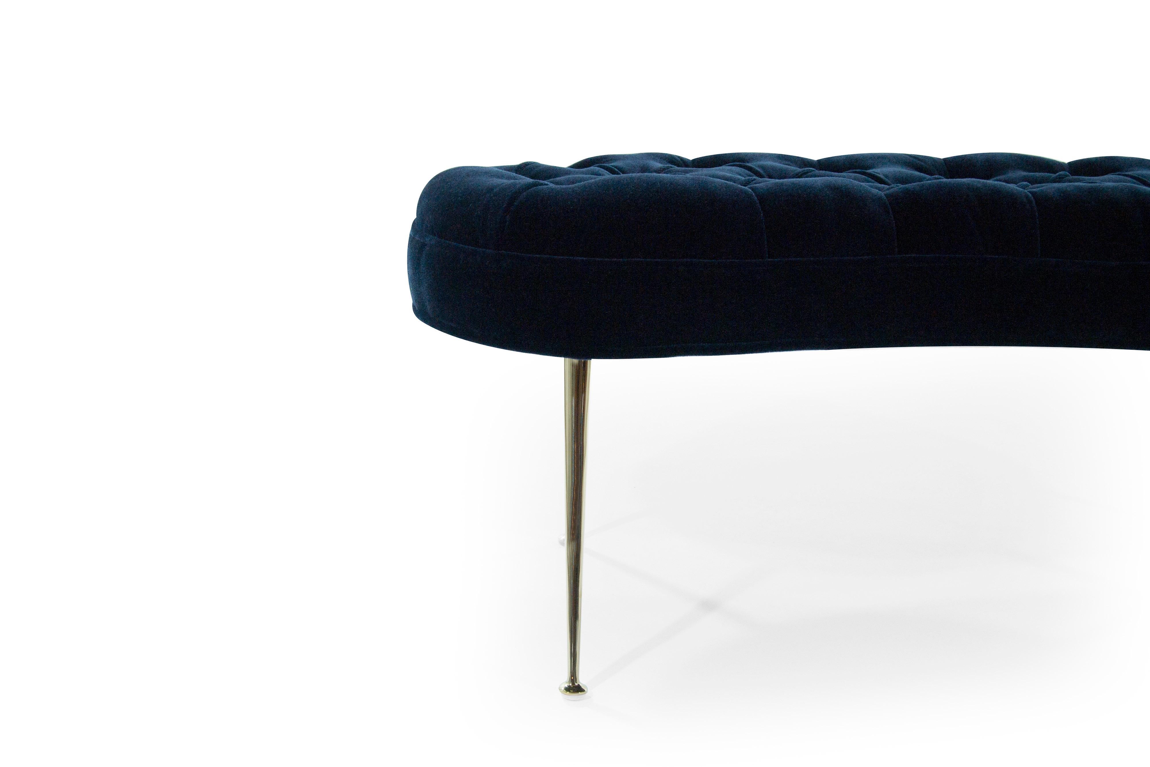 Pair of Tufted Benches in Deep Blue Mohair 3