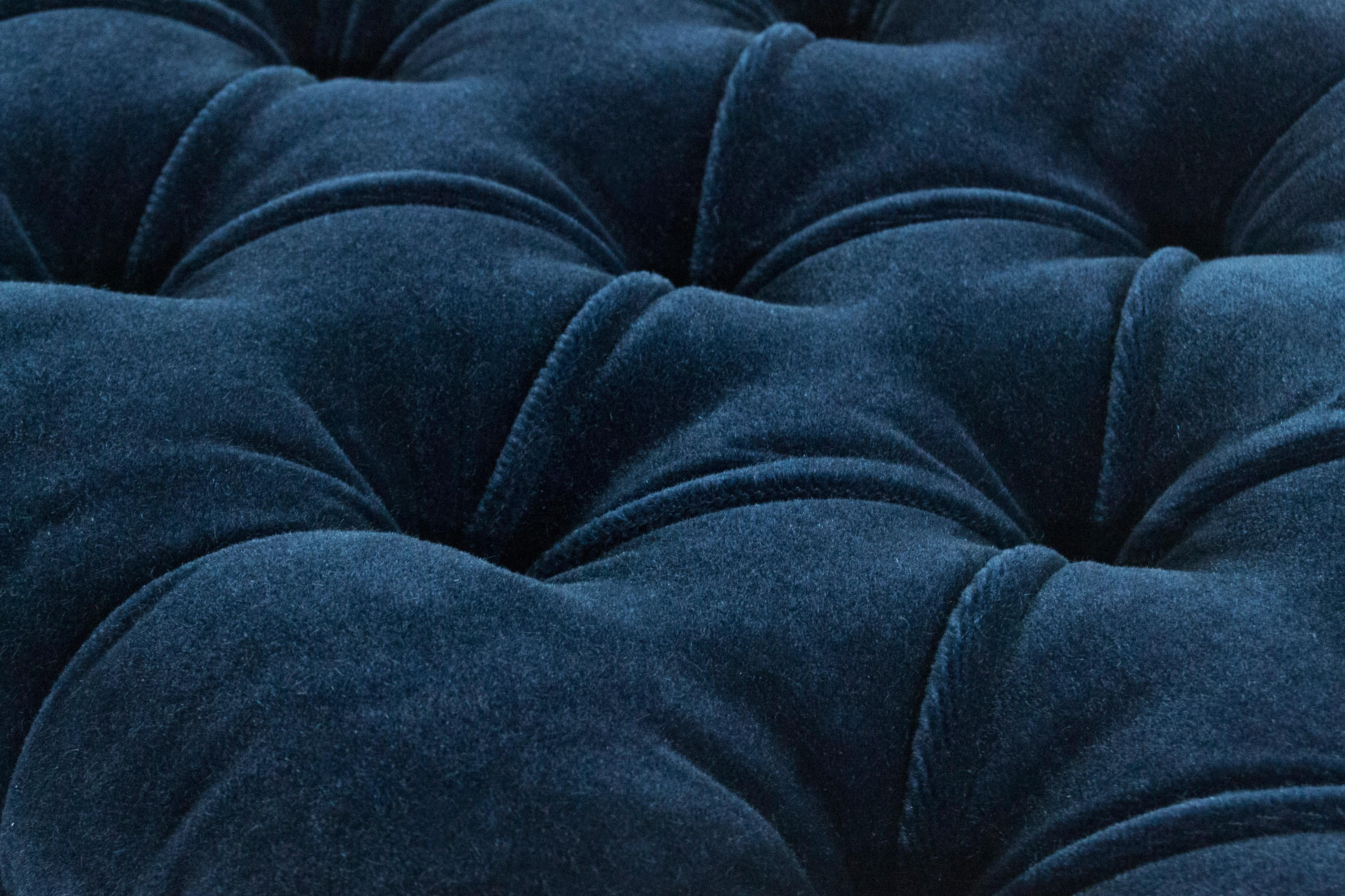 Pair of Tufted Benches in Deep Blue Mohair 4