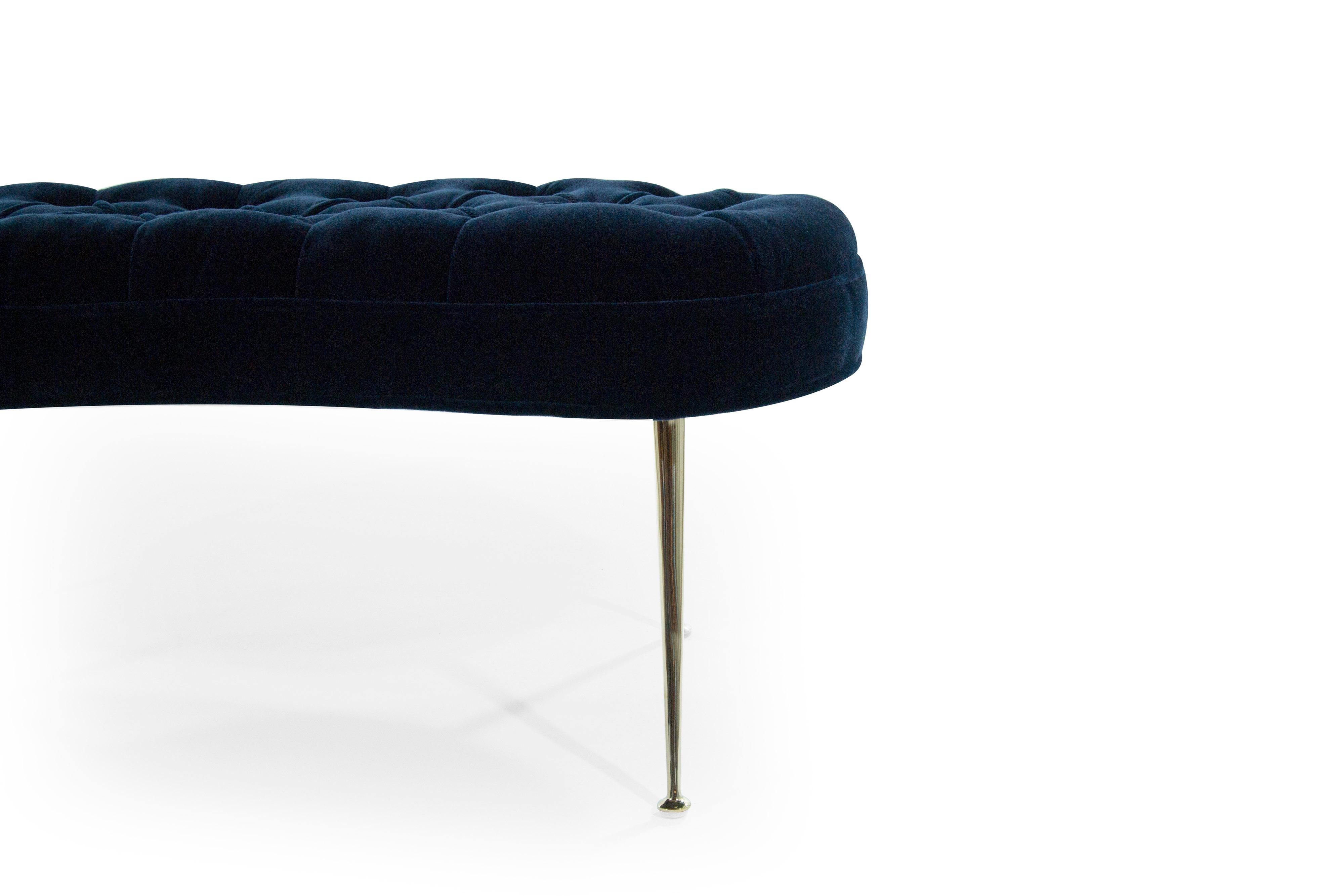 Pair of Tufted Benches in Deep Blue Mohair 2