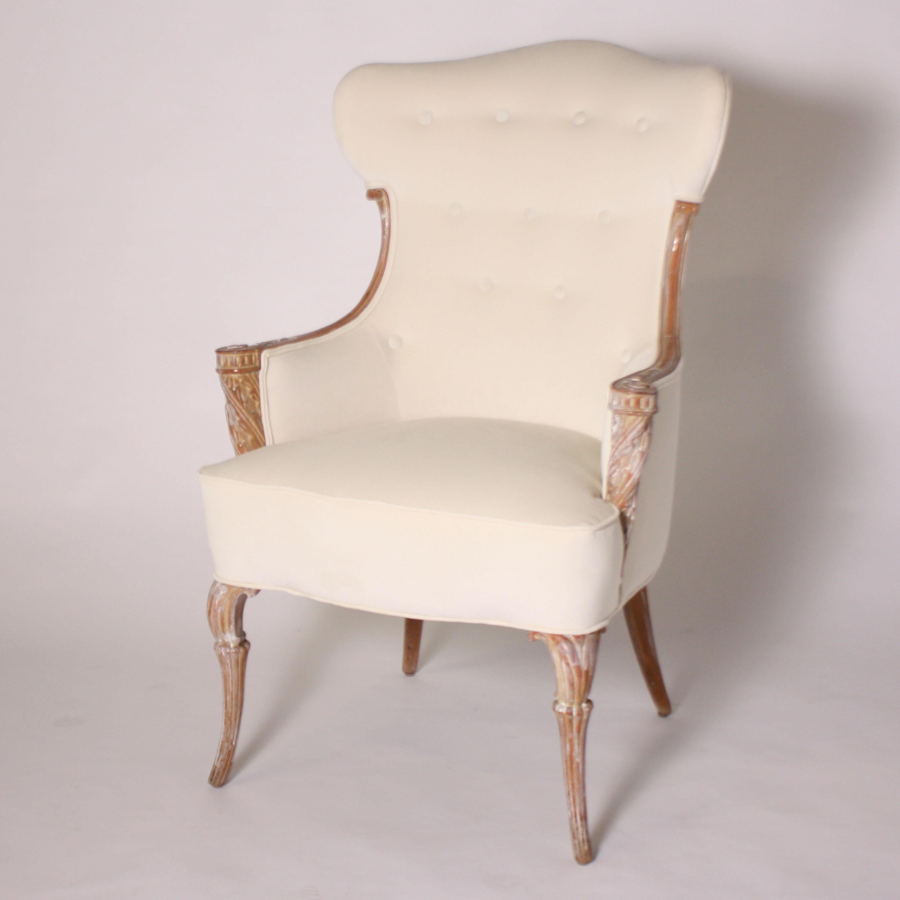 Pair of tufted chairs, circa 1940.