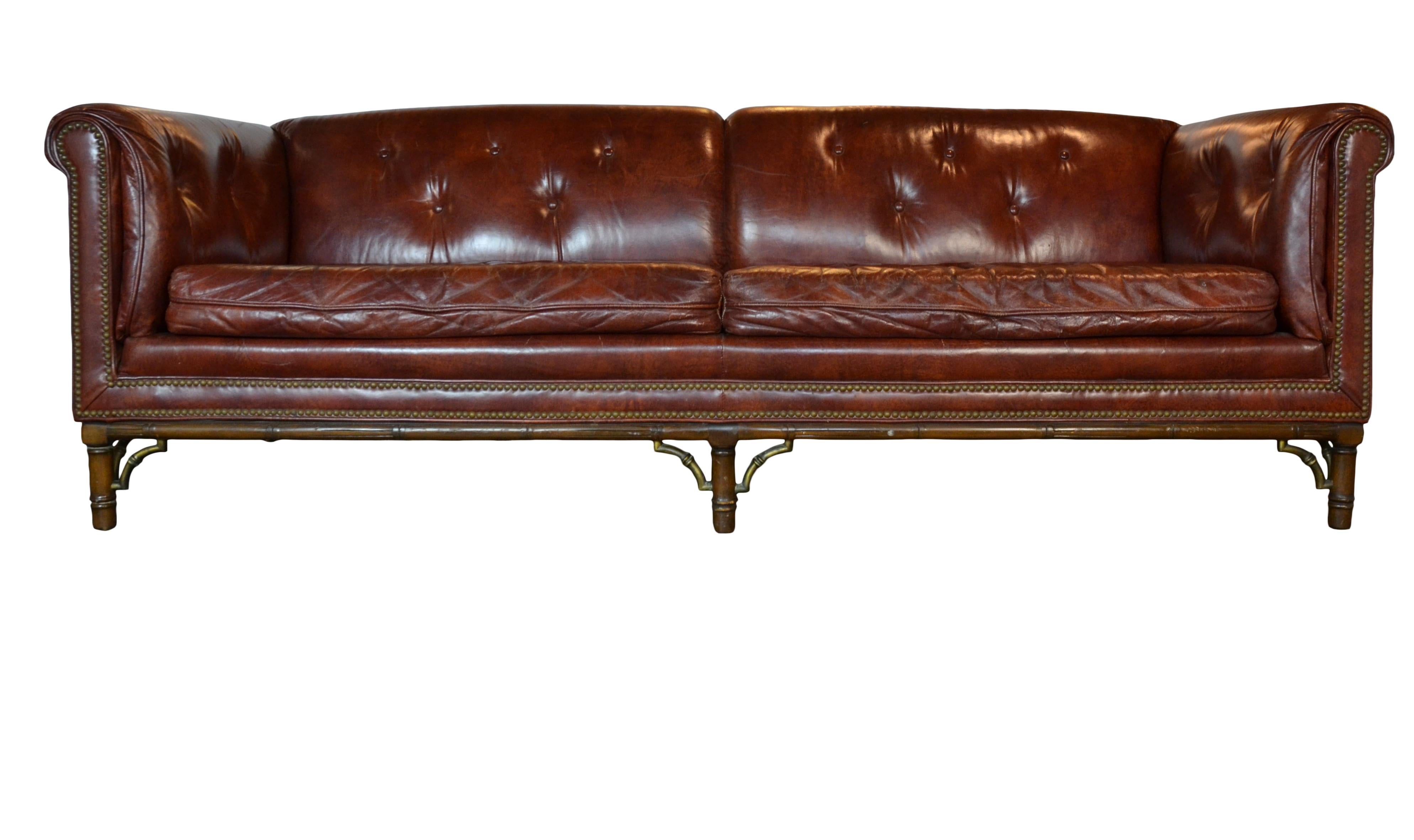 American Pair of Tufted Leather Chesterfield Sofa's /Settee's