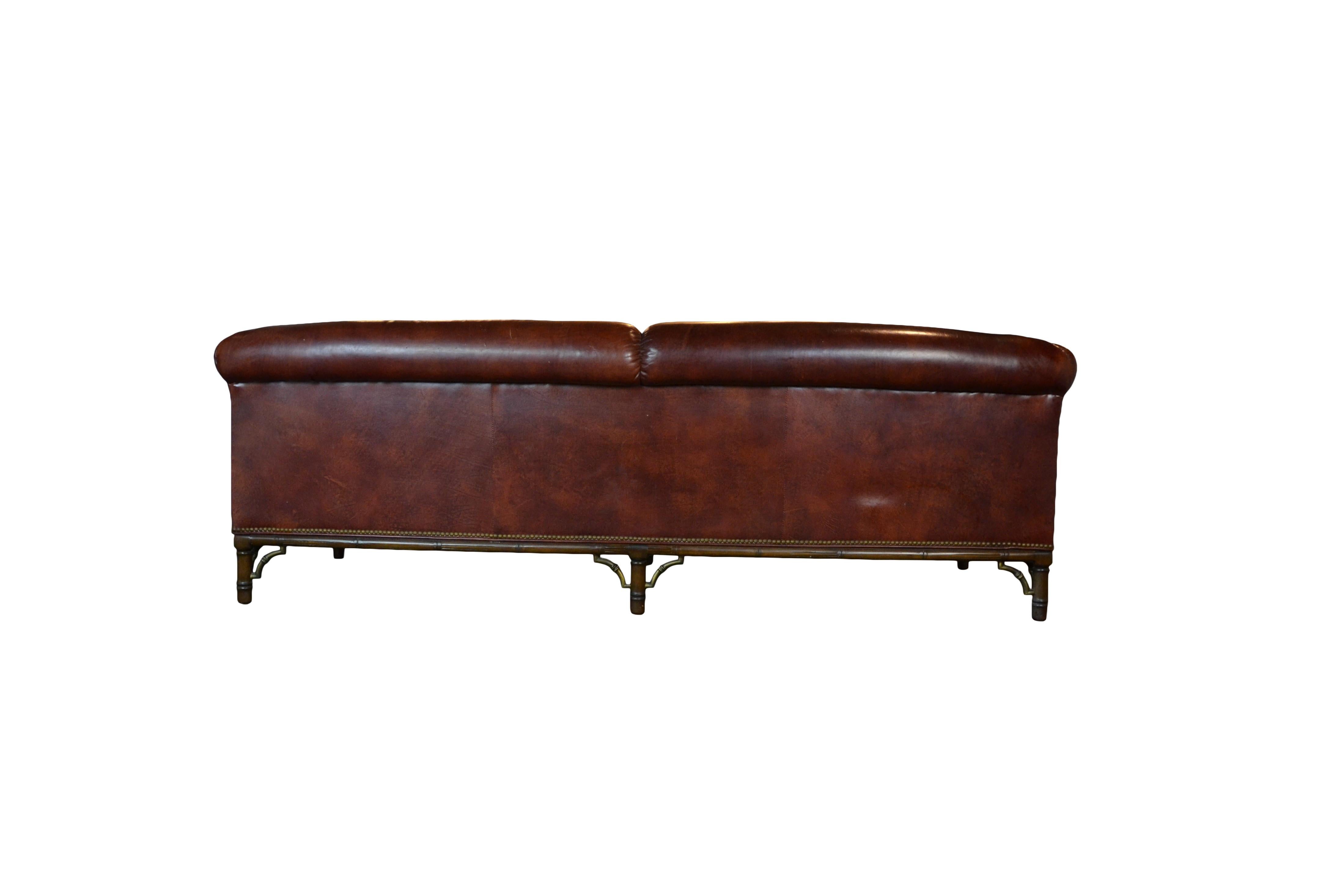Pair of Tufted Leather Chesterfield Sofa's /Settee's In Good Condition In Pomona, CA
